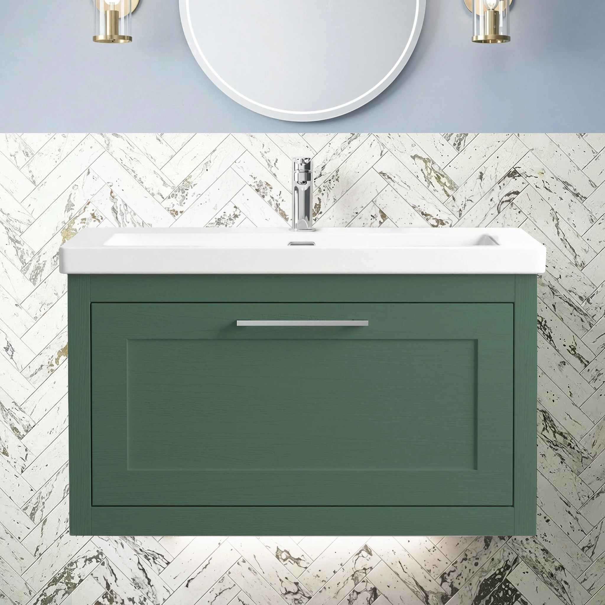 Blithbury Traditional Wall Hung Vanity Basin Unit with Fireclay Basin - Choice of Size, Colour and Basin Type - Image 12
