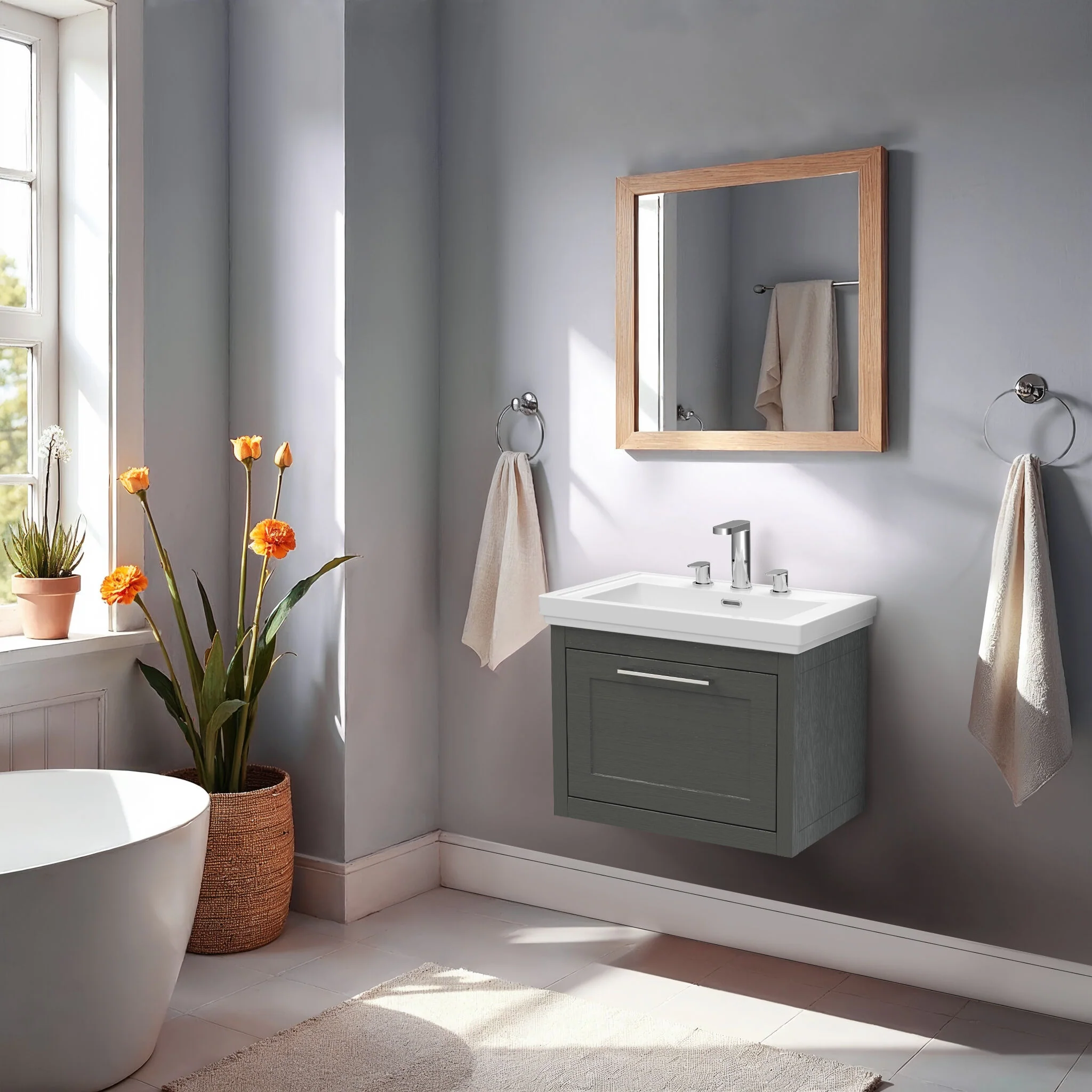 Blithbury Traditional Wall Hung Vanity Basin Unit with Fireclay Basin - Choice of Size, Colour and Basin Type - Image 17