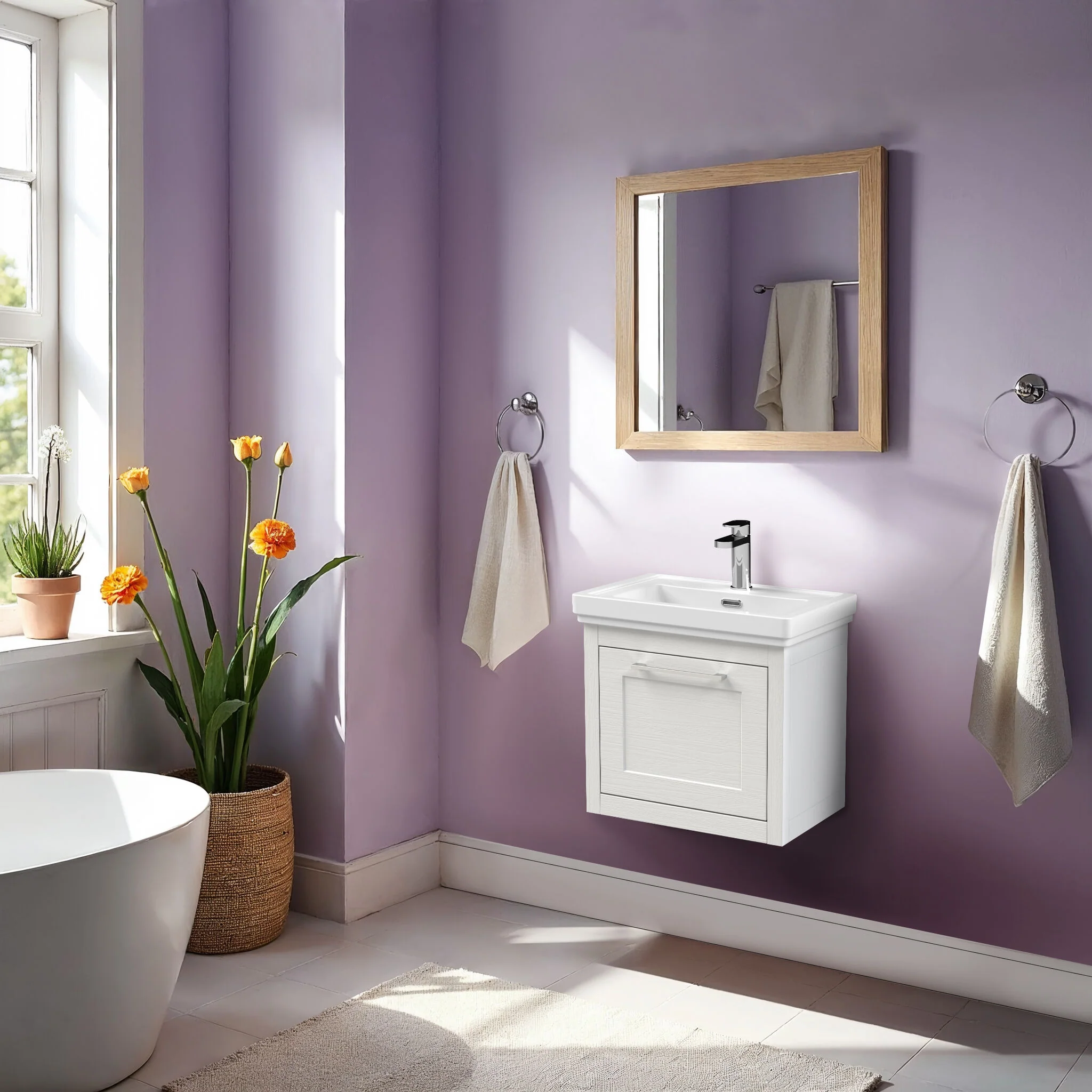 Blithbury Traditional Wall Hung Vanity Basin Unit with Fireclay Basin - Choice of Size, Colour and Basin Type - Image 22
