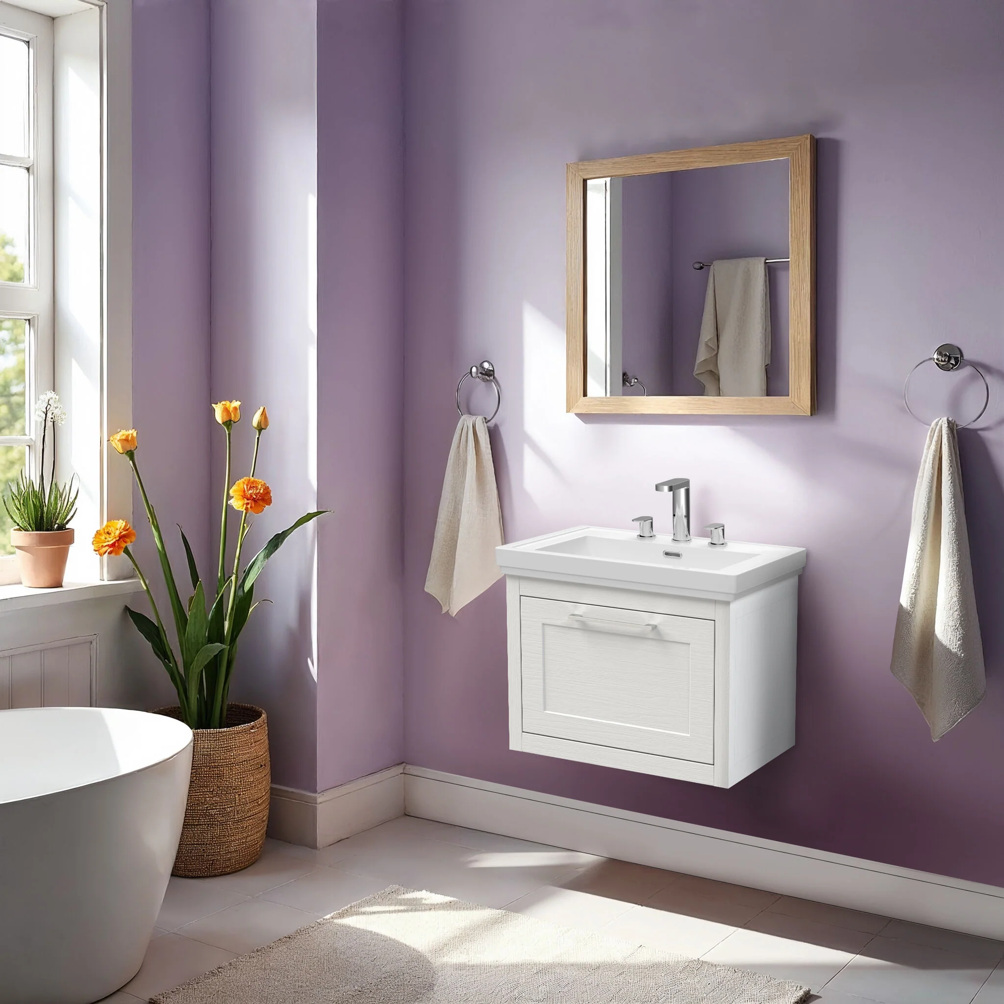 Blithbury Traditional Wall Hung Vanity Basin Unit with Fireclay Basin - Choice of Size, Colour and Basin Type - Image 26