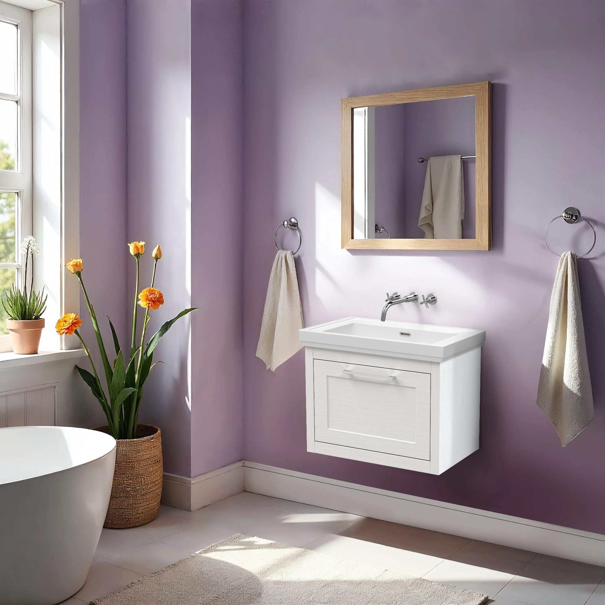 Blithbury Traditional Wall Hung Vanity Basin Unit with Fireclay Basin - Choice of Size, Colour and Basin Type - Image 27