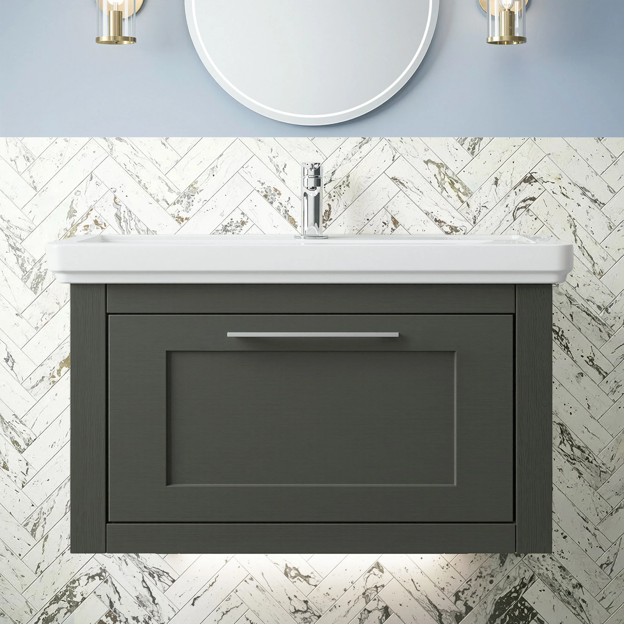 Blithbury Traditional Wall Hung Vanity Basin Unit with Fireclay Basin - Choice of Size, Colour and Basin Type - Image 3
