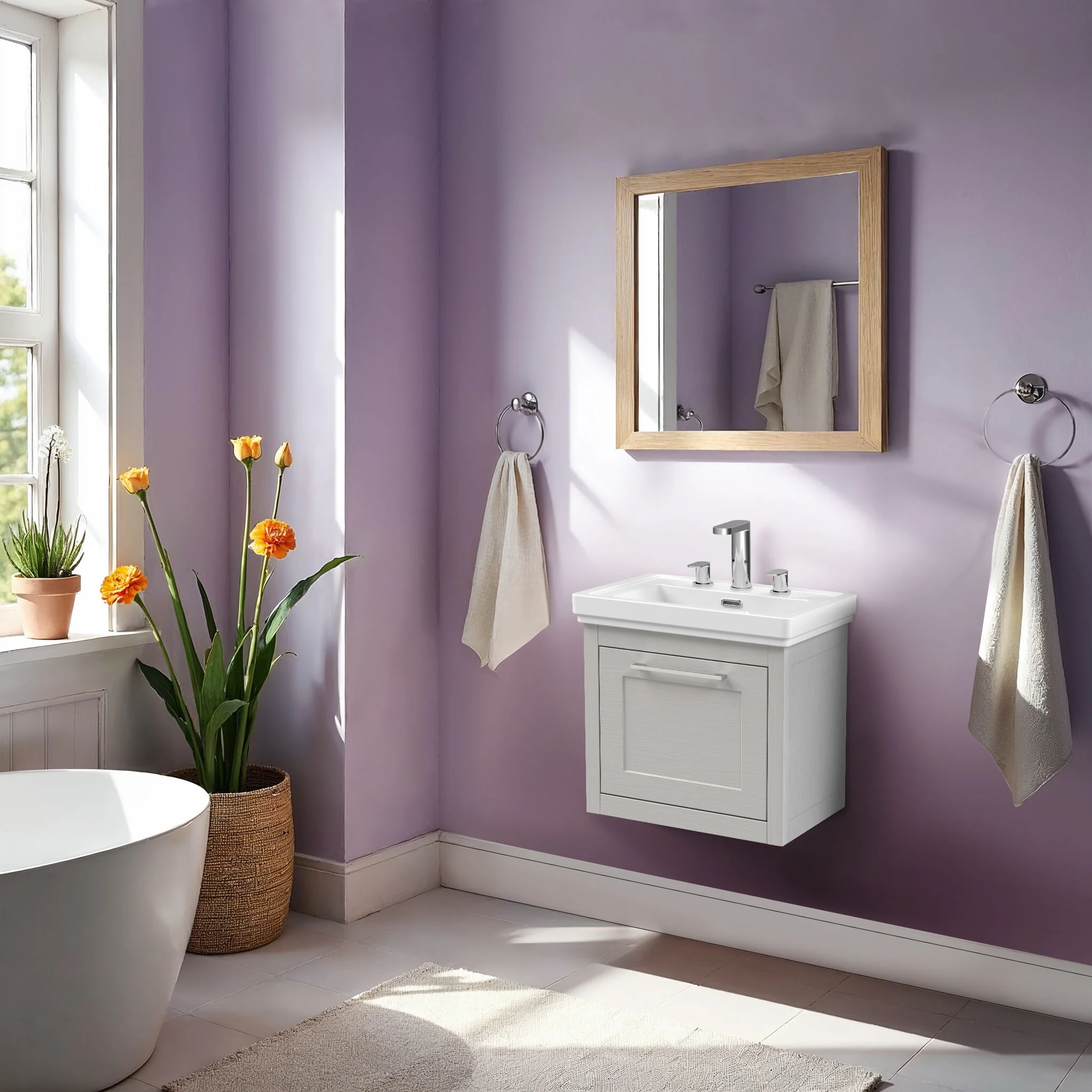 Blithbury Traditional Wall Hung Vanity Basin Unit with Fireclay Basin - Choice of Size, Colour and Basin Type - Image 32
