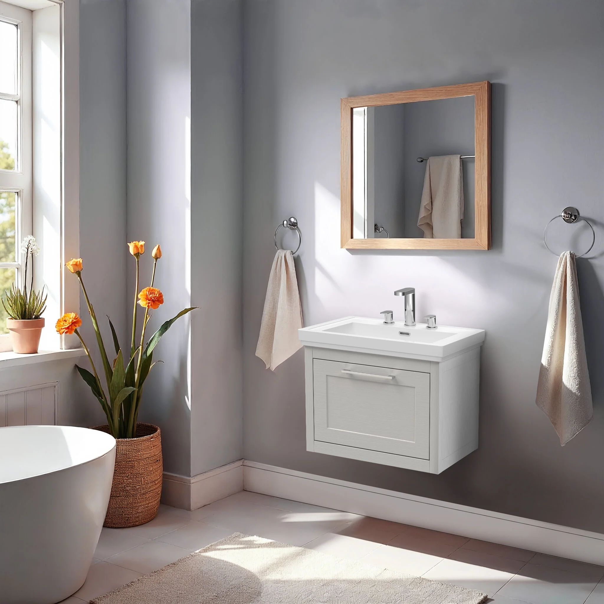 Blithbury Traditional Wall Hung Vanity Basin Unit with Fireclay Basin - Choice of Size, Colour and Basin Type - Image 35