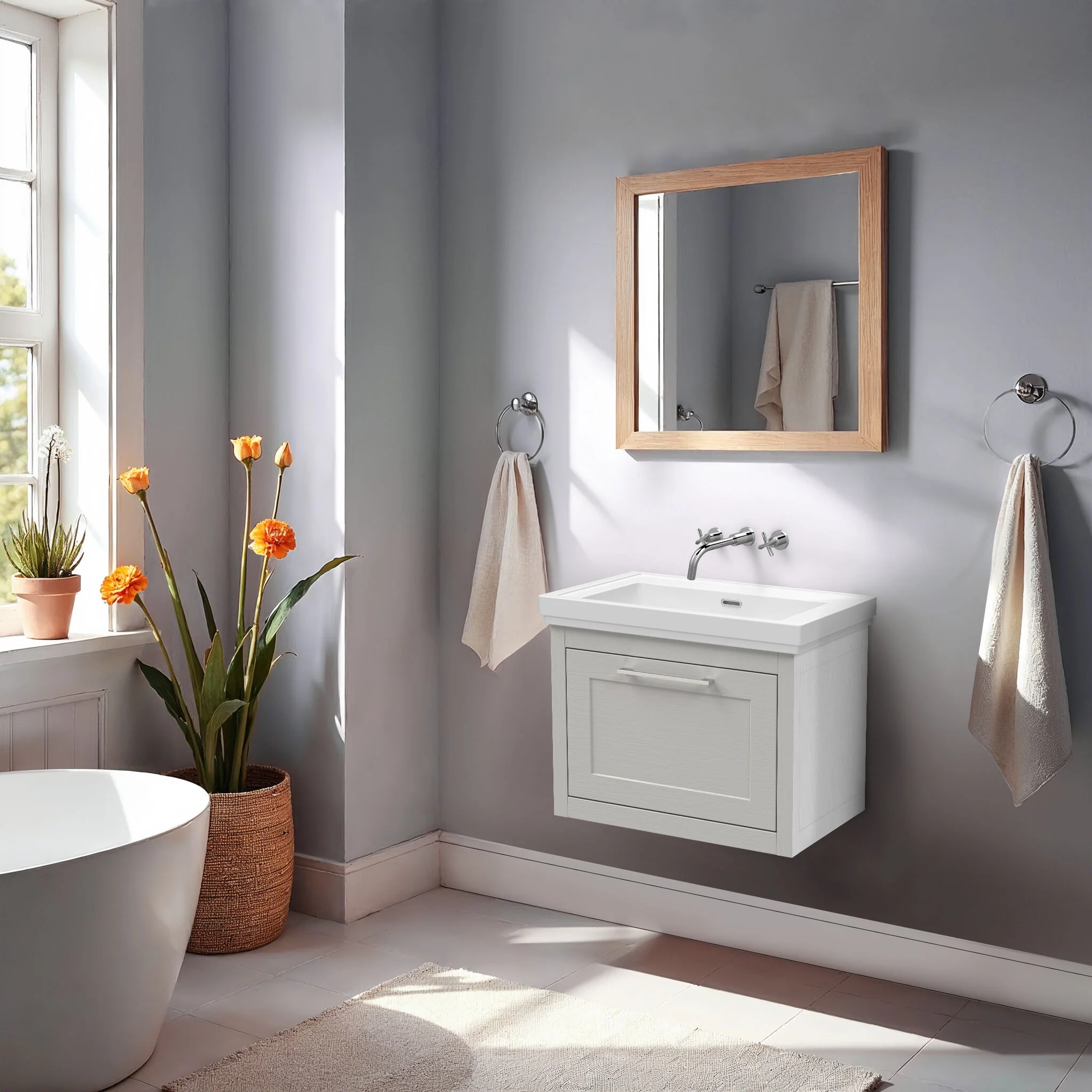 Blithbury Traditional Wall Hung Vanity Basin Unit with Fireclay Basin - Choice of Size, Colour and Basin Type - Image 36