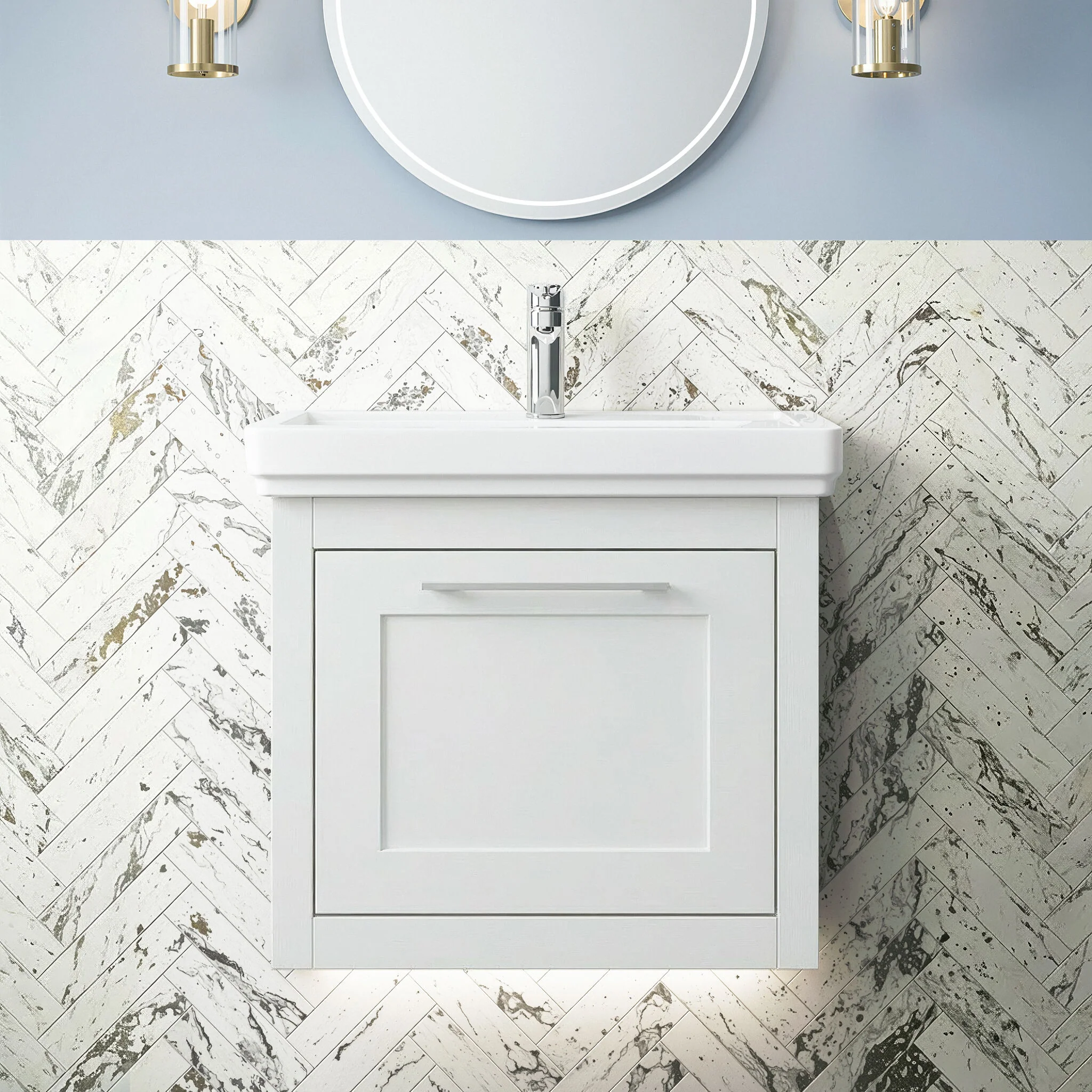 Blithbury Traditional Wall Hung Vanity Basin Unit with Fireclay Basin - Choice of Size, Colour and Basin Type - Image 4