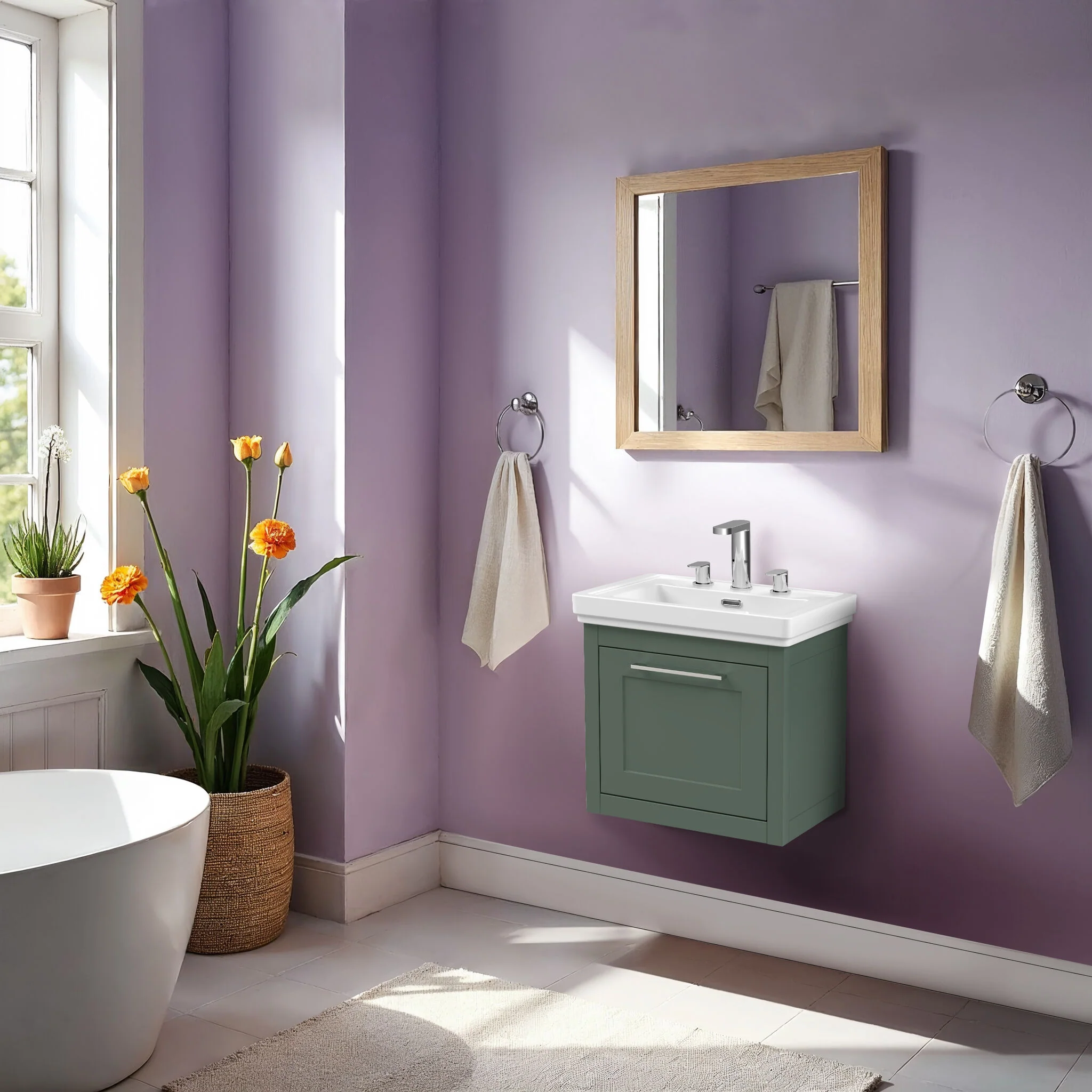 Blithbury Traditional Wall Hung Vanity Basin Unit with Fireclay Basin - Choice of Size, Colour and Basin Type - Image 41
