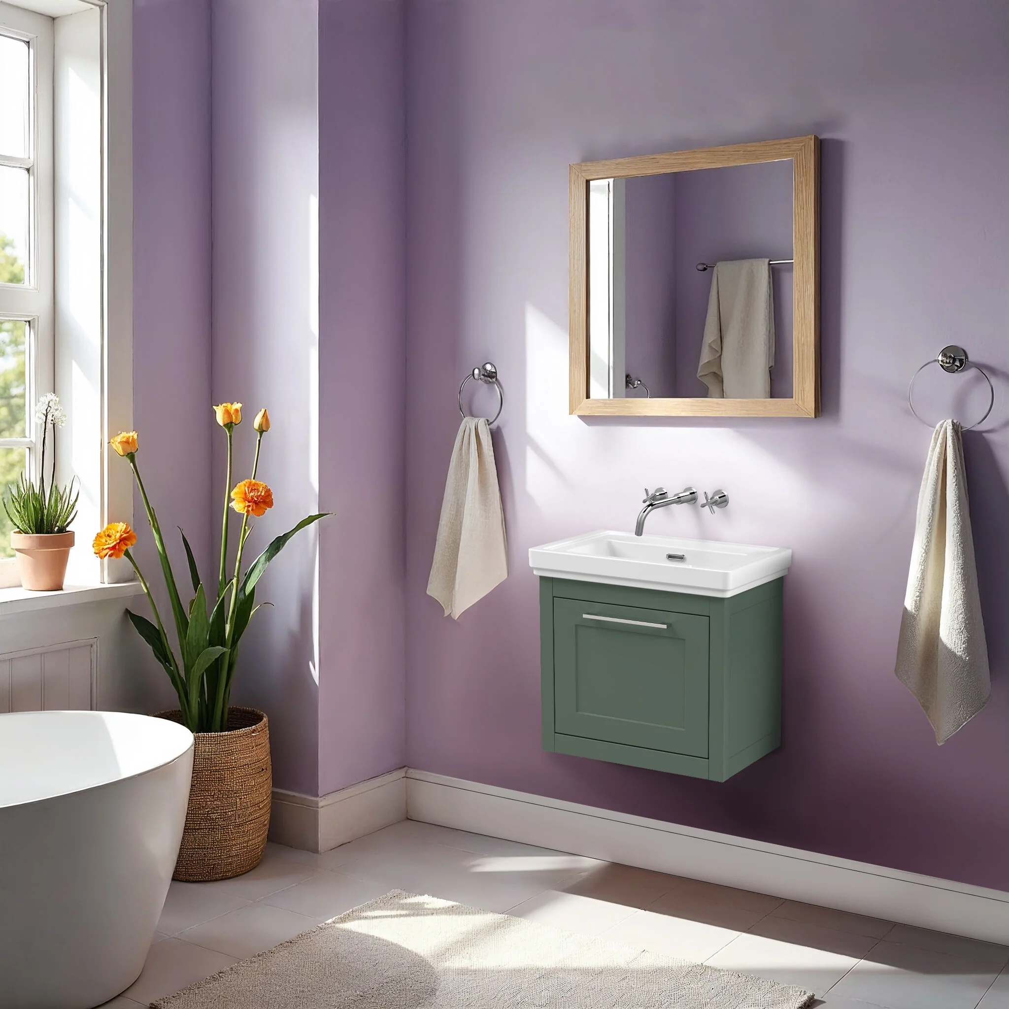 Blithbury Traditional Wall Hung Vanity Basin Unit with Fireclay Basin - Choice of Size, Colour and Basin Type - Image 42