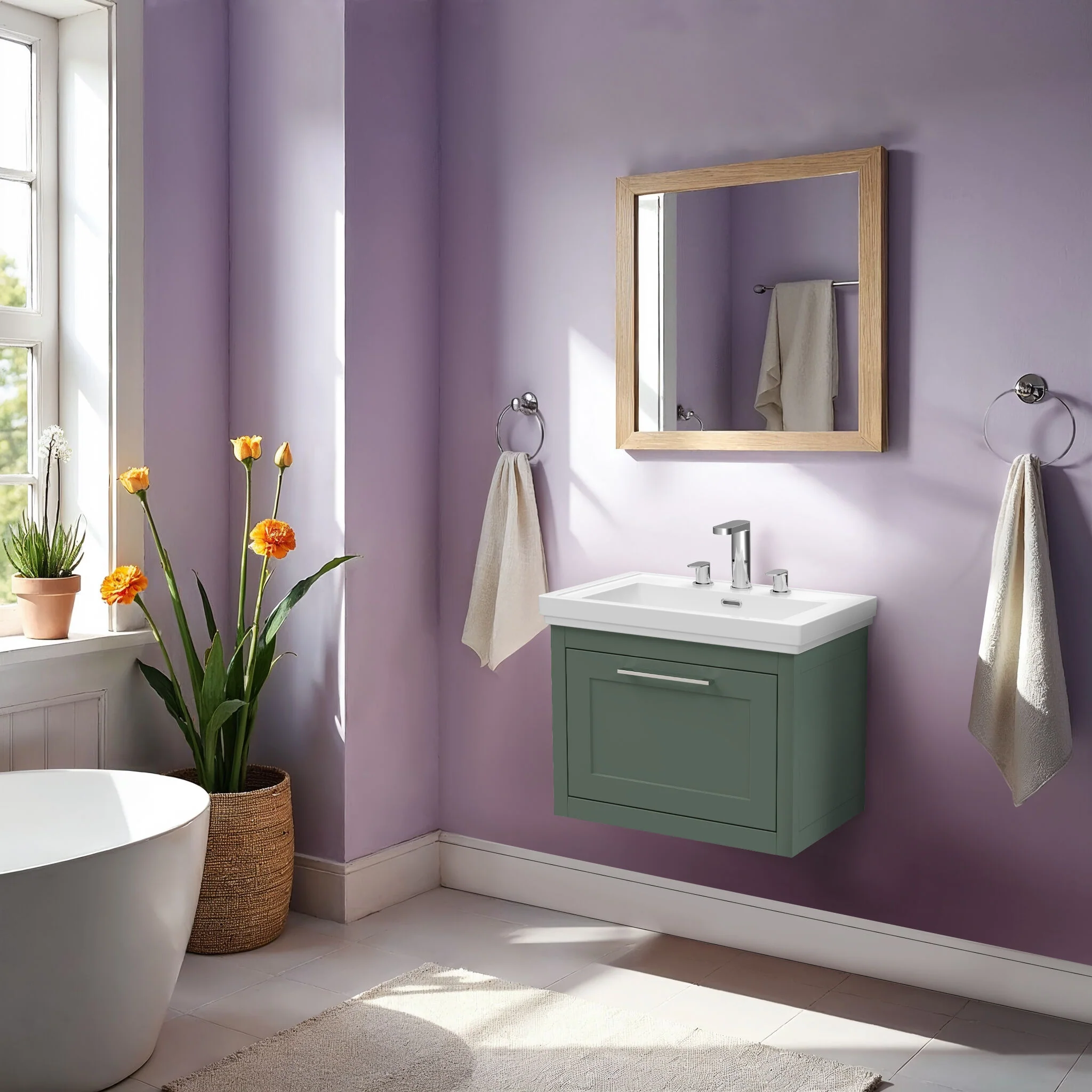 Blithbury Traditional Wall Hung Vanity Basin Unit with Fireclay Basin - Choice of Size, Colour and Basin Type - Image 44