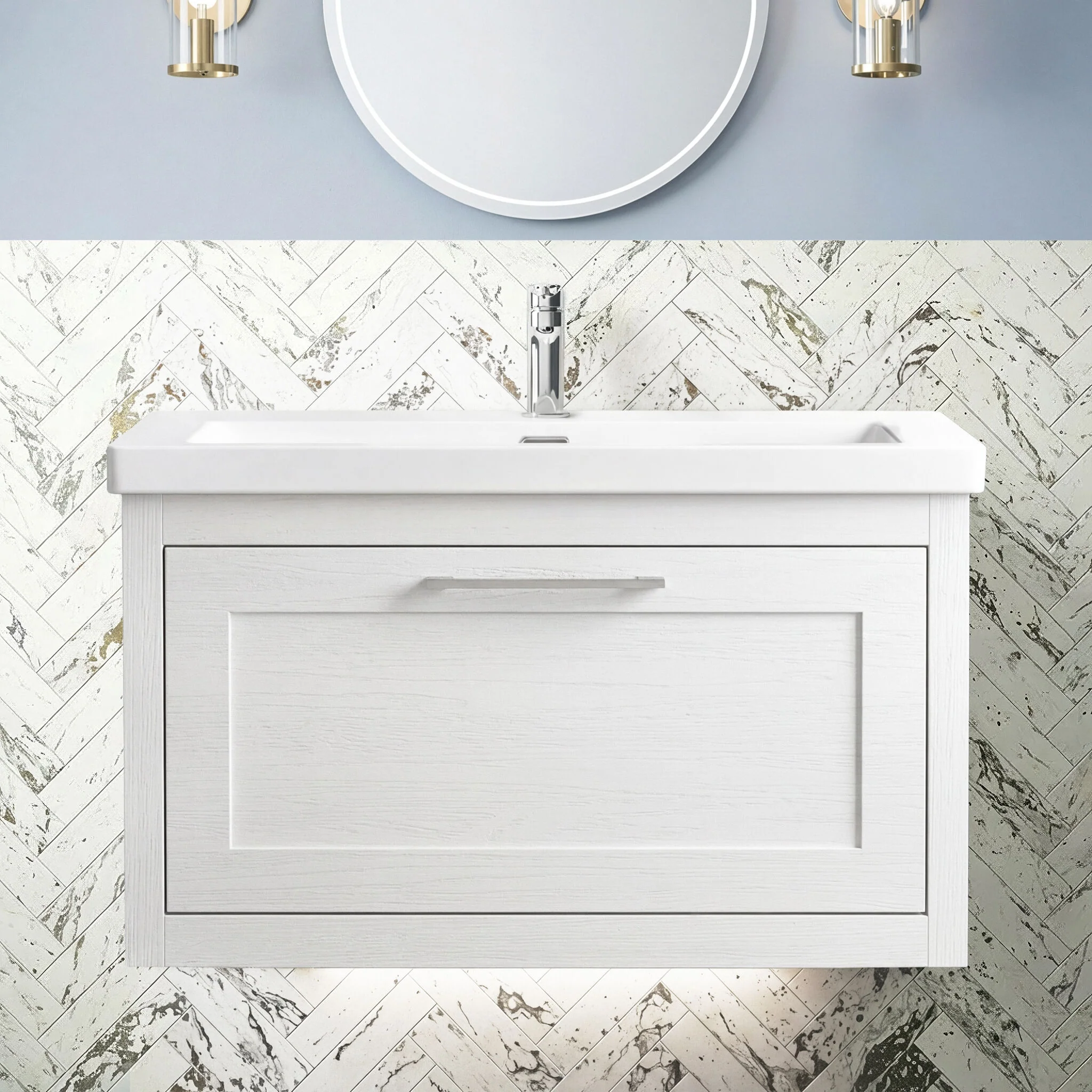 Blithbury Traditional Wall Hung Vanity Basin Unit with Fireclay Basin - Choice of Size, Colour and Basin Type - Image 6
