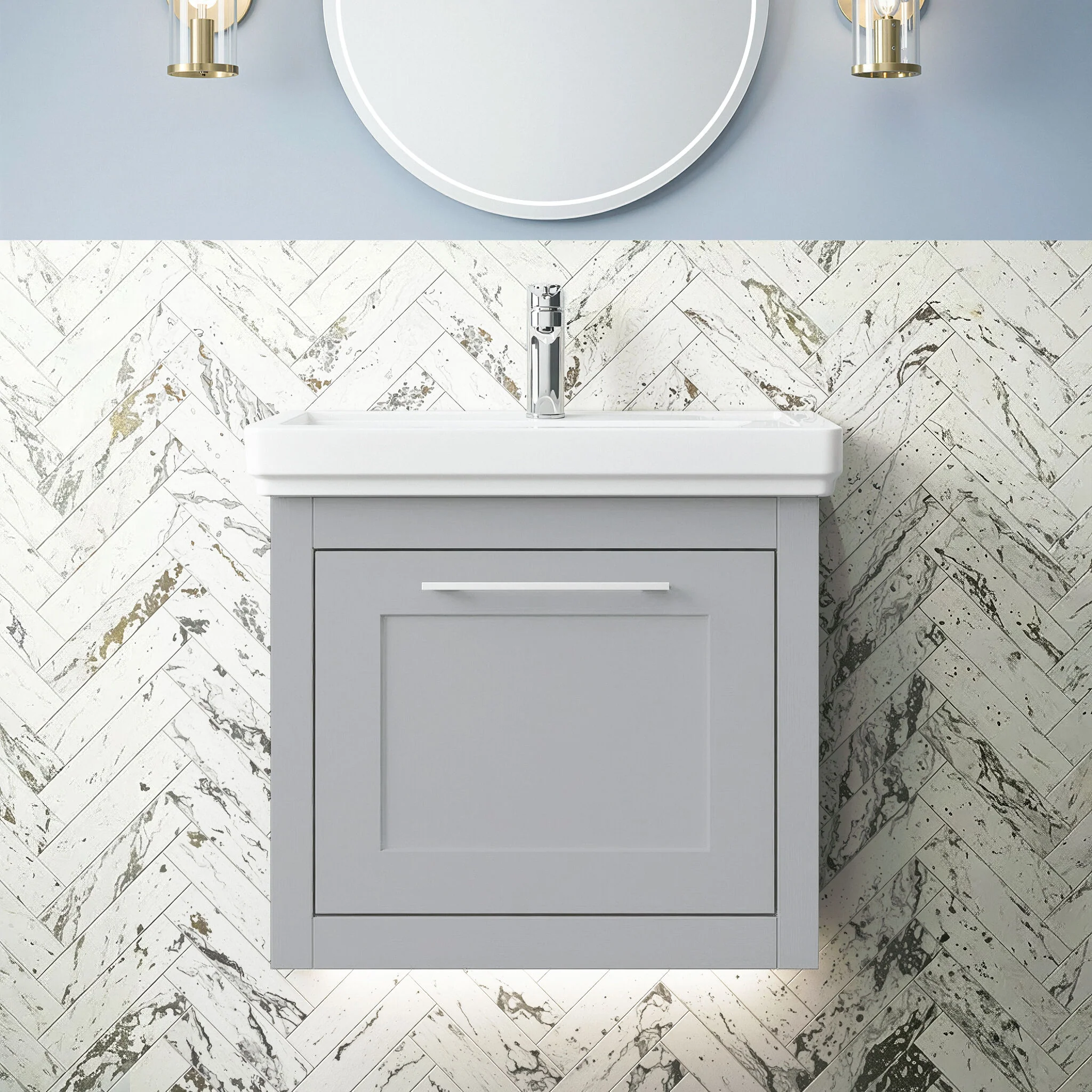 Blithbury Traditional Wall Hung Vanity Basin Unit with Fireclay Basin - Choice of Size, Colour and Basin Type - Image 7