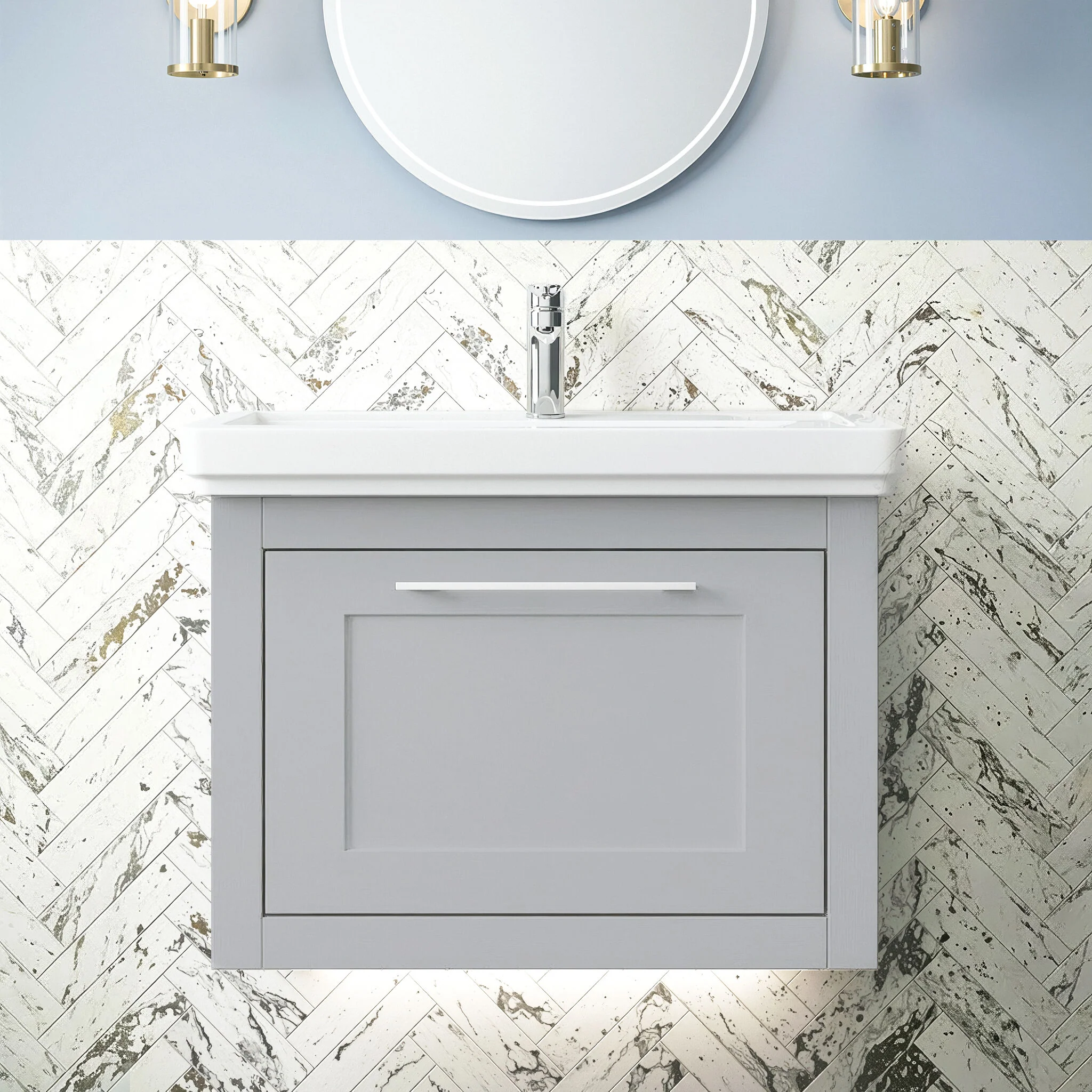Blithbury Traditional Wall Hung Vanity Basin Unit with Fireclay Basin - Choice of Size, Colour and Basin Type - Image 8