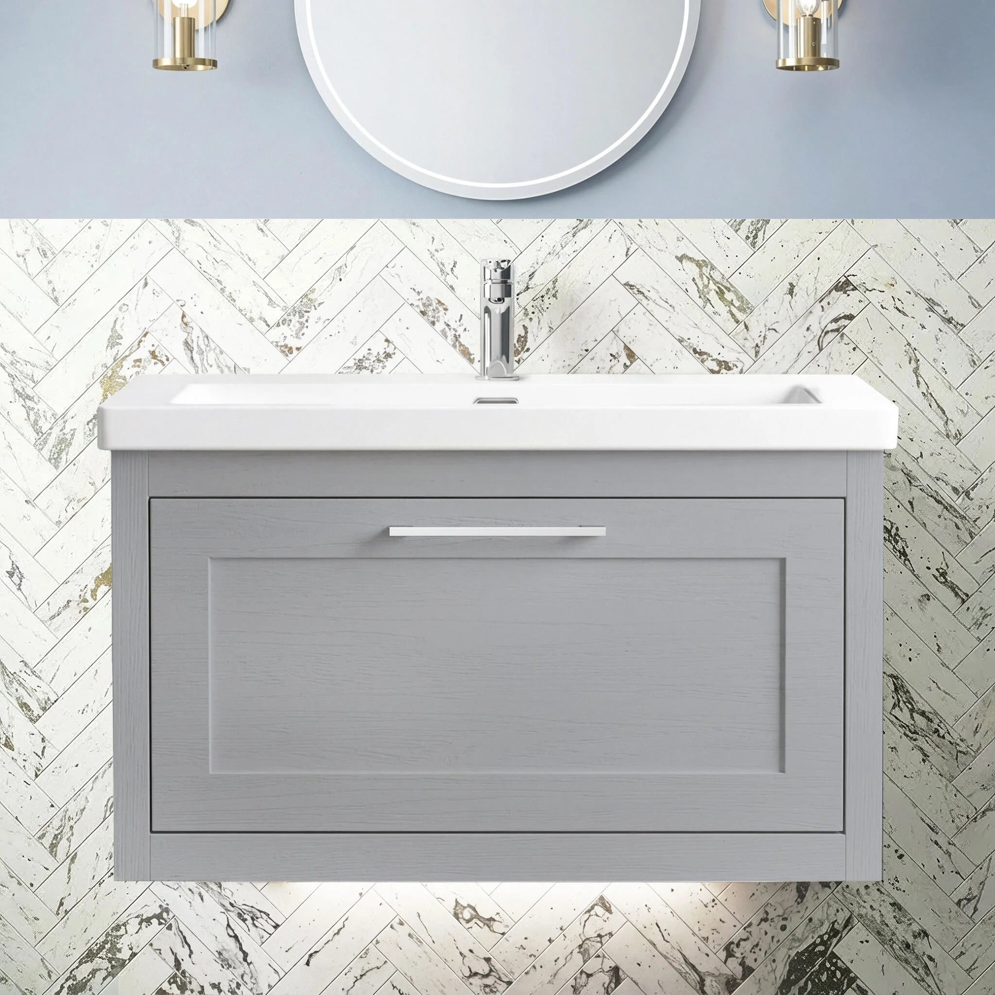 Blithbury Traditional Wall Hung Vanity Basin Unit with Fireclay Basin - Choice of Size, Colour and Basin Type - Image 9