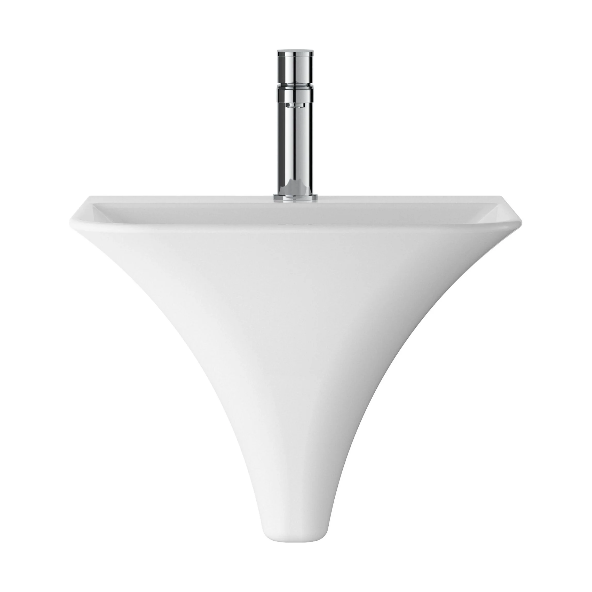 Trysull Contemporary Wall Hung 1 Tap Hole Ceramic Bathroom Basin, 350 x 460 x 415mm - Image 2