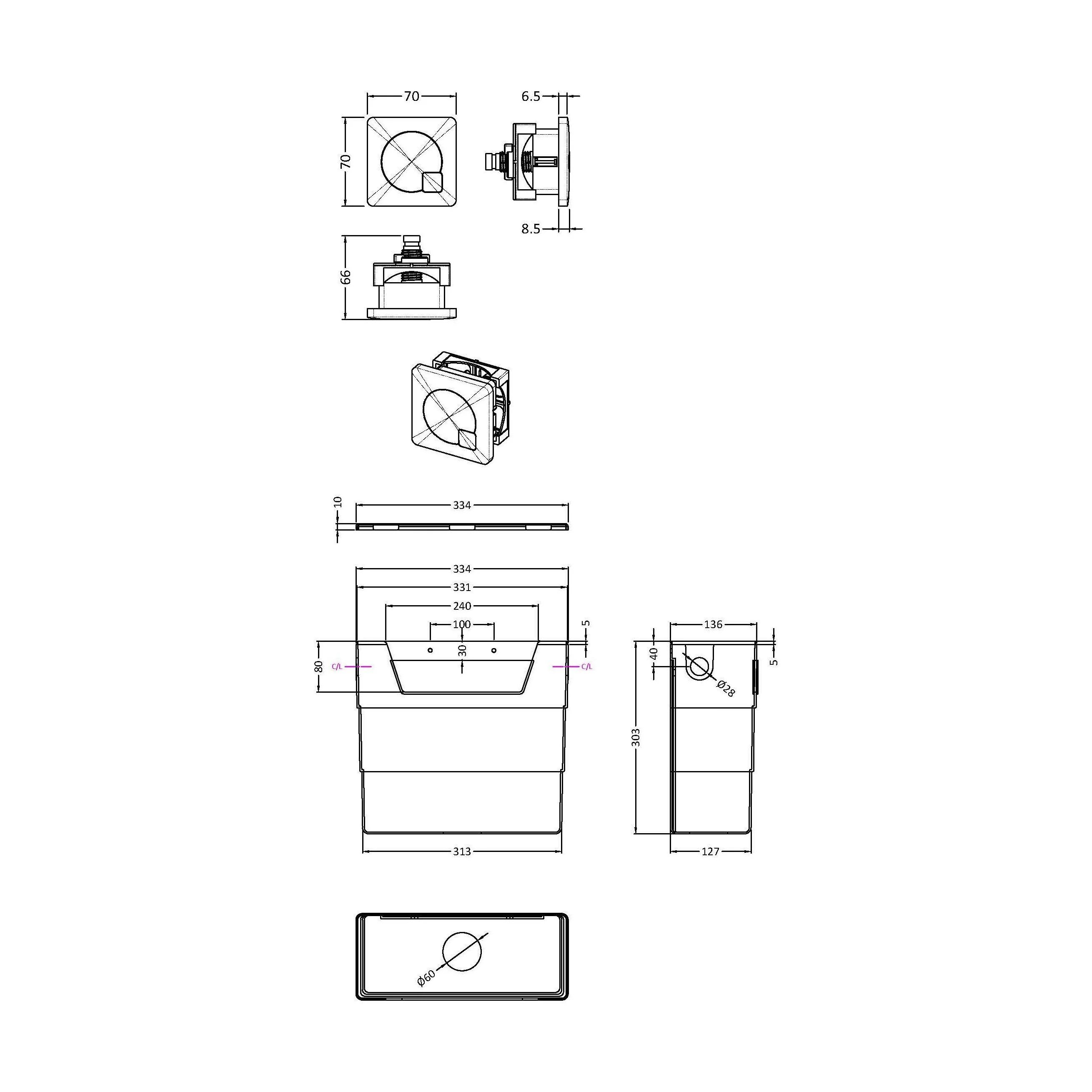 Universal Water Saving Dual Flush Side Inlet & Square Dual Flush Button - Choice of Finish - Image 5