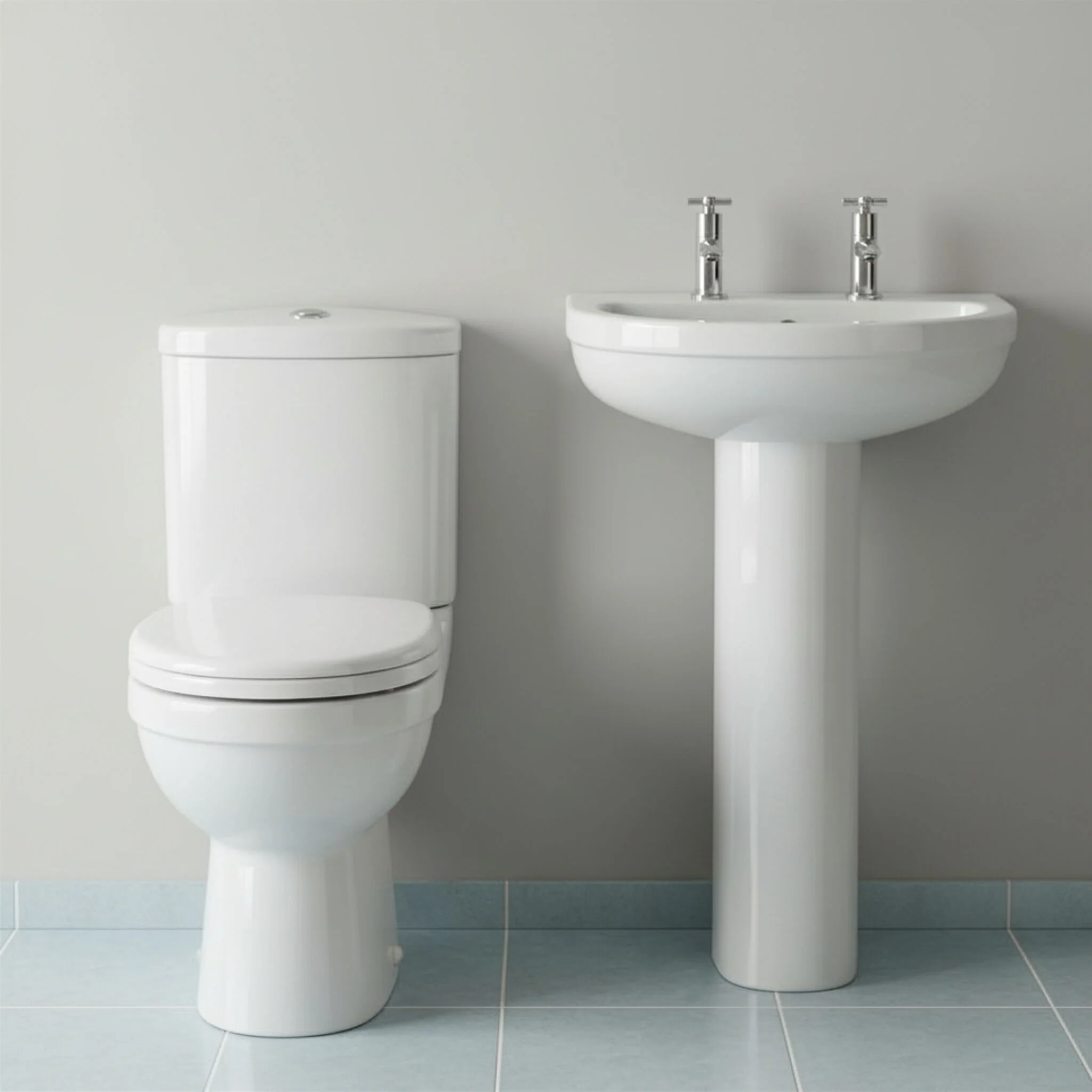 Churnet Ceramic Bathroom Bundle - Toilet Pan with Cistern, Soft-Close Seat & 550mm Basin with Full or Semi Pedestal (1TH or 2TH) - Image 6