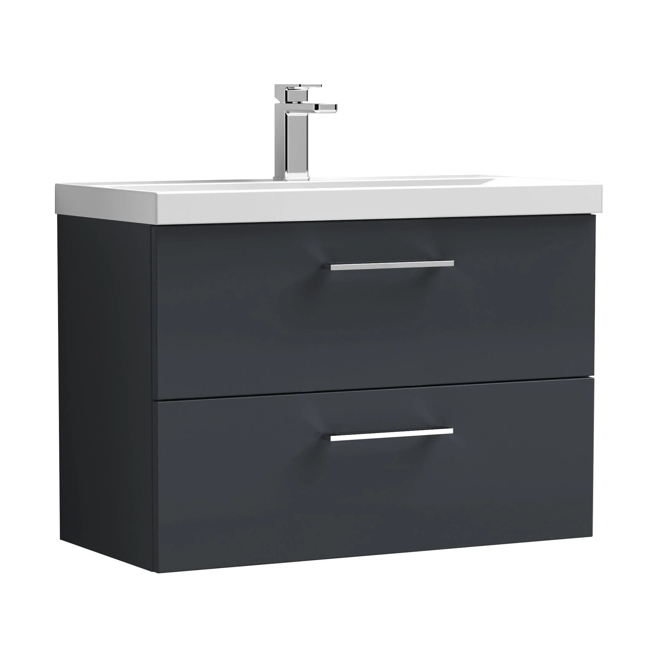 Bramshall Wall Hung 2 Drawer Vanity Unit with Mid-Edge Ceramic Basin - Choice of Colour, Handle Finish and Size - Image 105