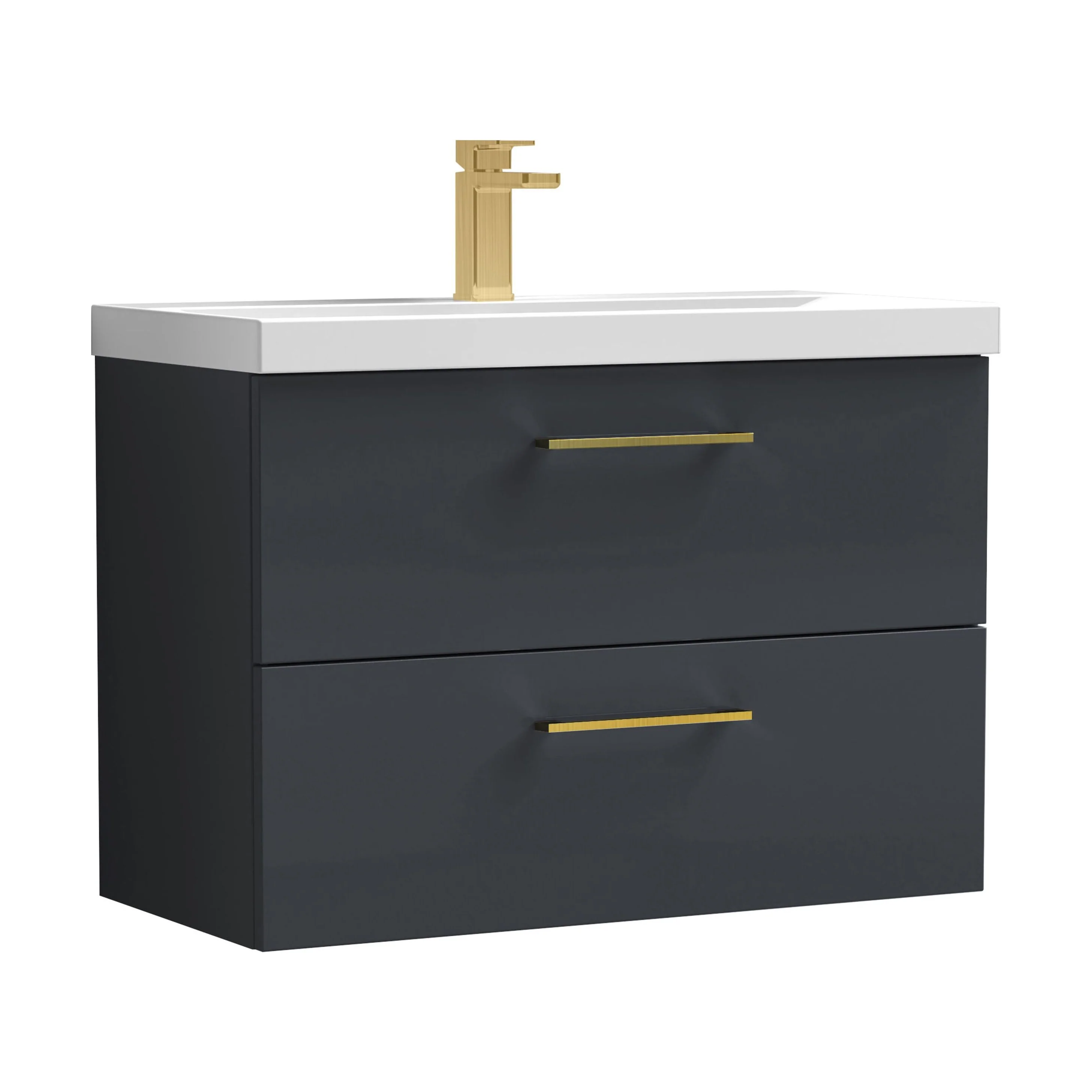 Bramshall Wall Hung 2 Drawer Vanity Unit with Mid-Edge Ceramic Basin - Choice of Colour, Handle Finish and Size - Image 106