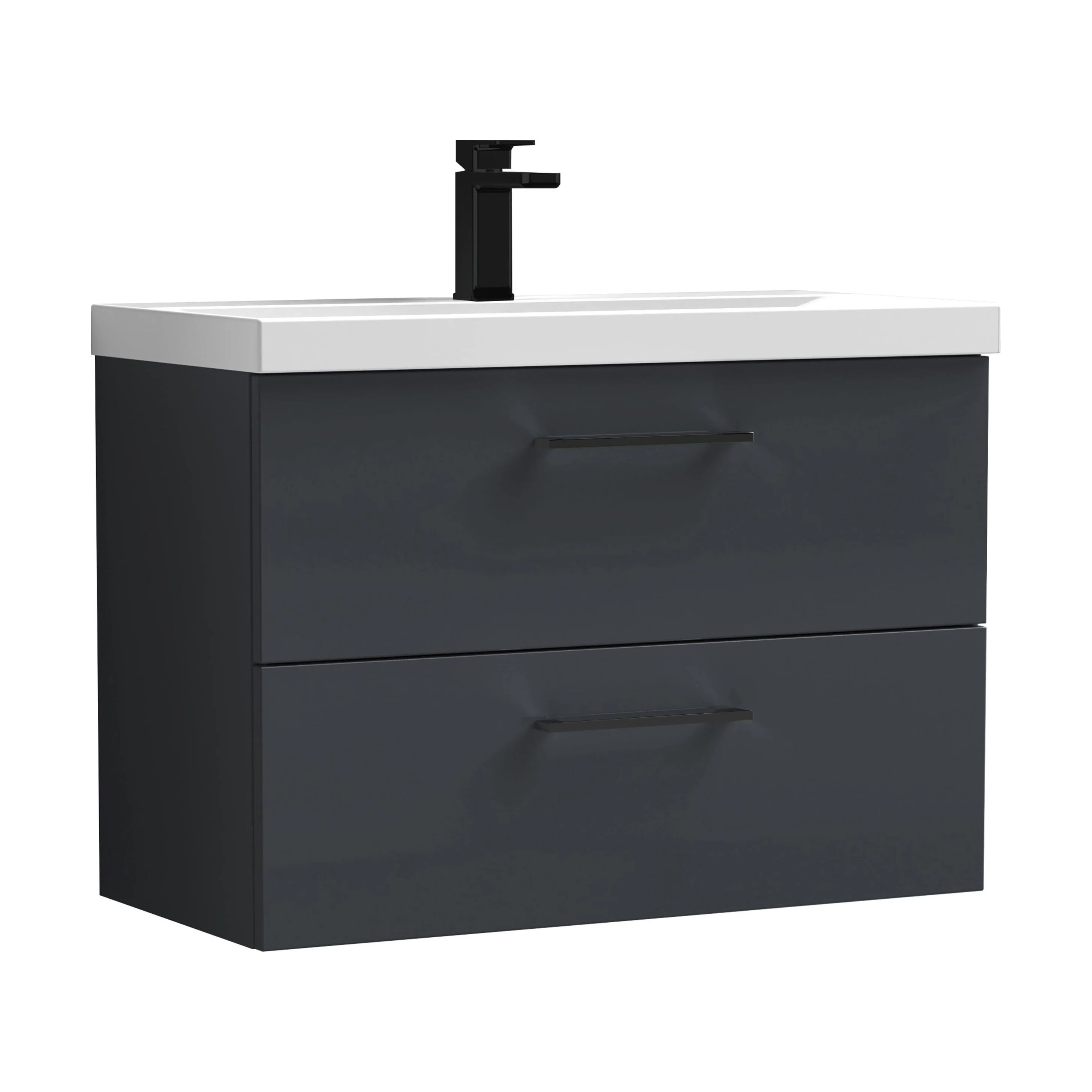 Bramshall Wall Hung 2 Drawer Vanity Unit with Mid-Edge Ceramic Basin - Choice of Colour, Handle Finish and Size - Image 107