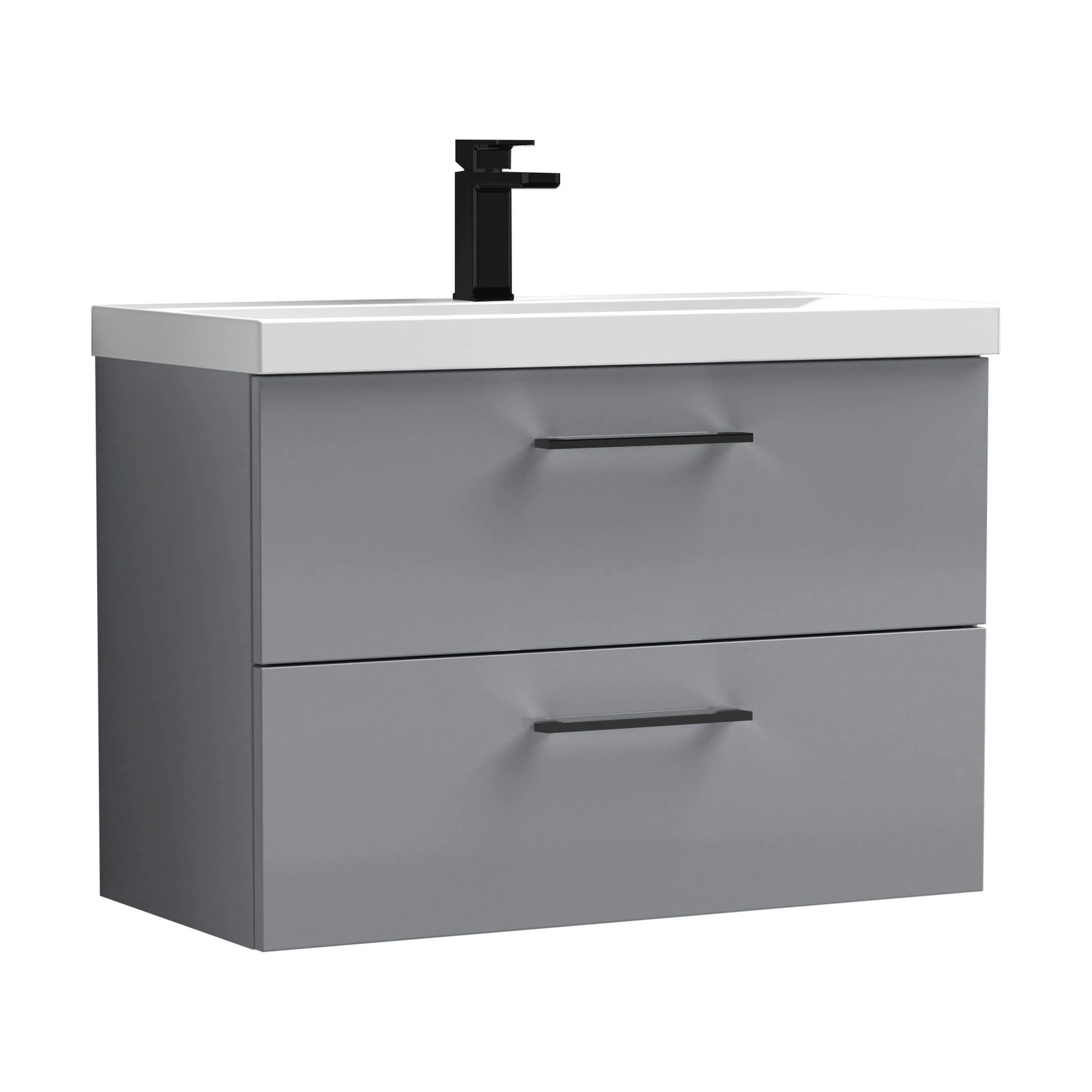 Bramshall Wall Hung 2 Drawer Vanity Unit with Mid-Edge Ceramic Basin - Choice of Colour, Handle Finish and Size - Image 118