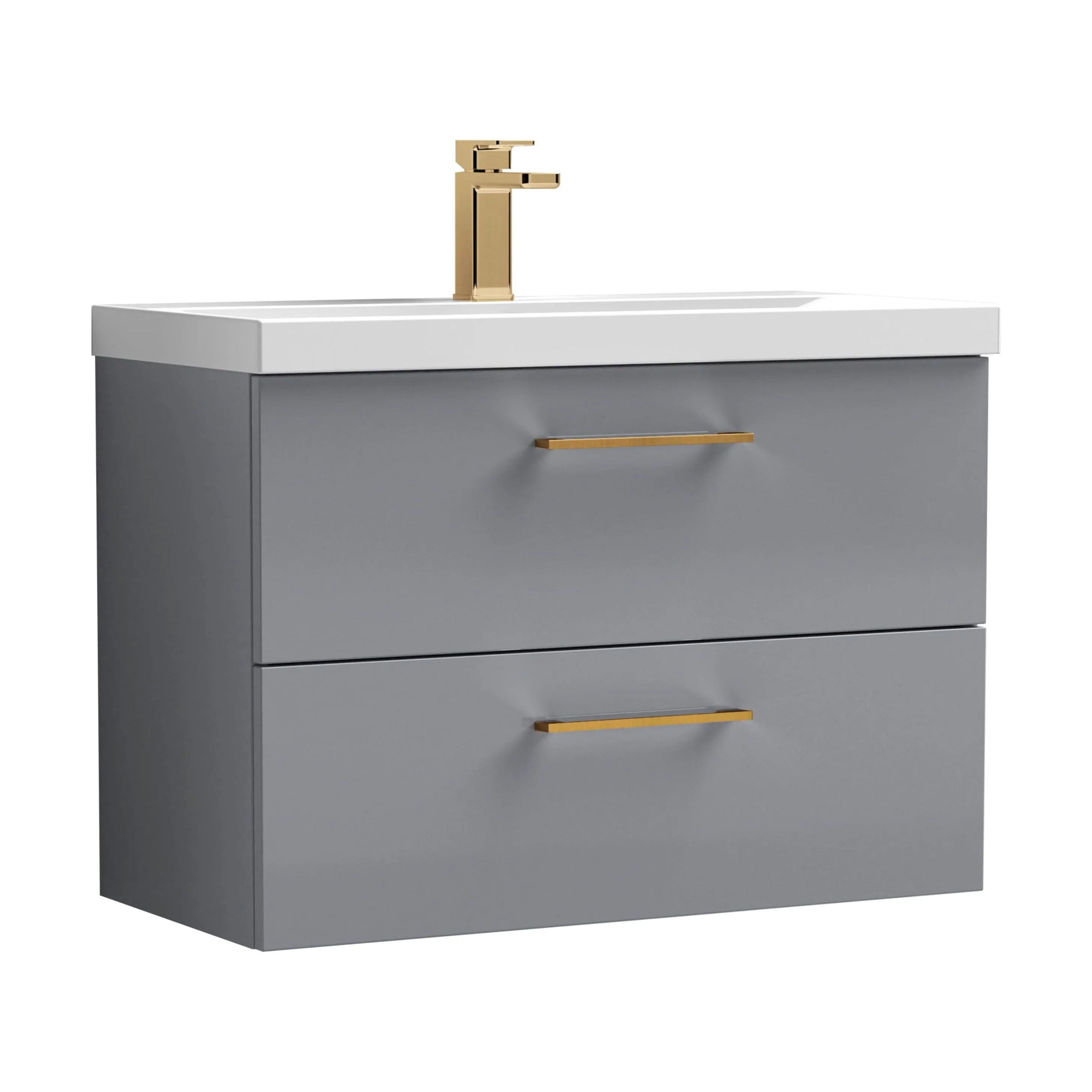 Bramshall Wall Hung 2 Drawer Vanity Unit with Mid-Edge Ceramic Basin - Choice of Colour, Handle Finish and Size - Image 120
