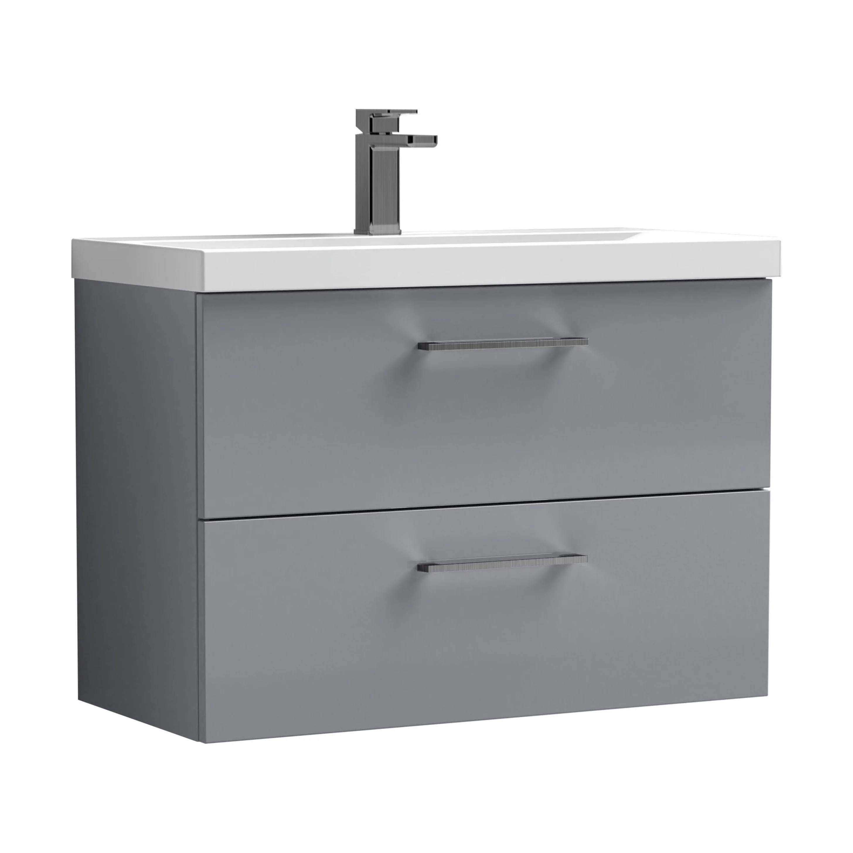 Bramshall Wall Hung 2 Drawer Vanity Unit with Mid-Edge Ceramic Basin - Choice of Colour, Handle Finish and Size - Image 121