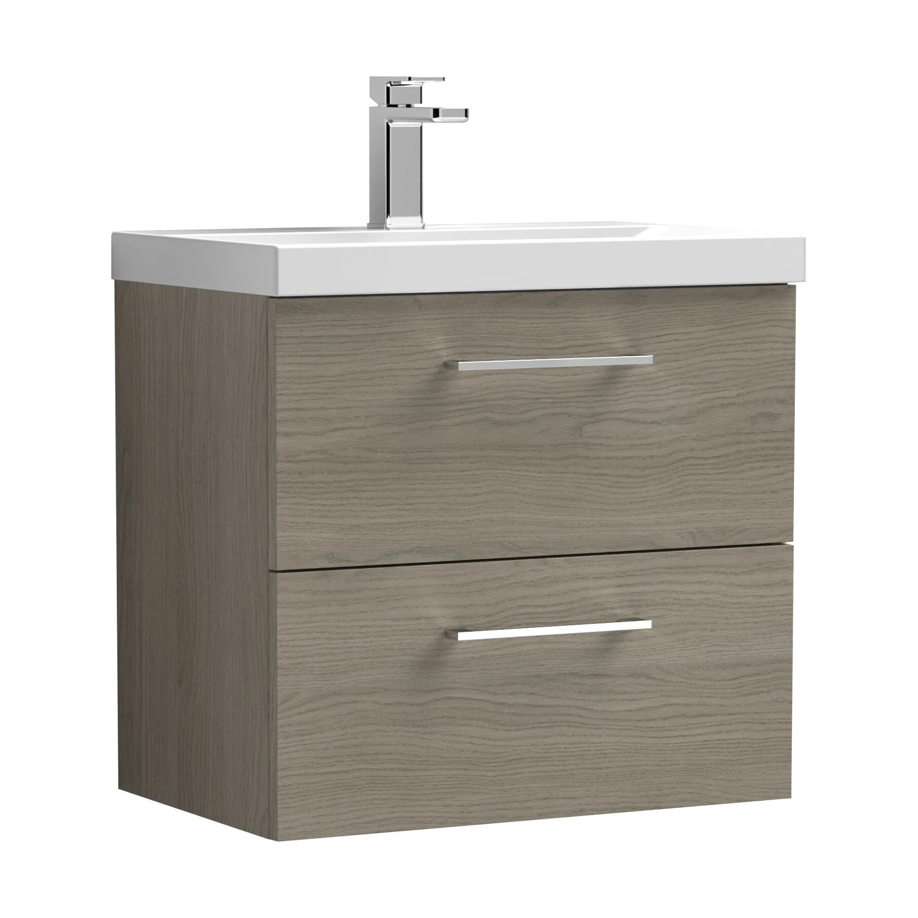 Bramshall Wall Hung 2 Drawer Vanity Unit with Mid-Edge Ceramic Basin - Choice of Colour, Handle Finish and Size - Image 122