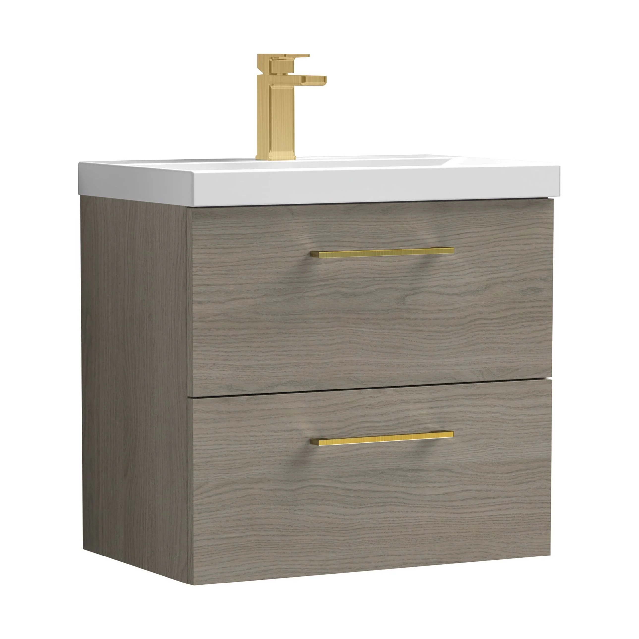 Bramshall Wall Hung 2 Drawer Vanity Unit with Mid-Edge Ceramic Basin - Choice of Colour, Handle Finish and Size - Image 123