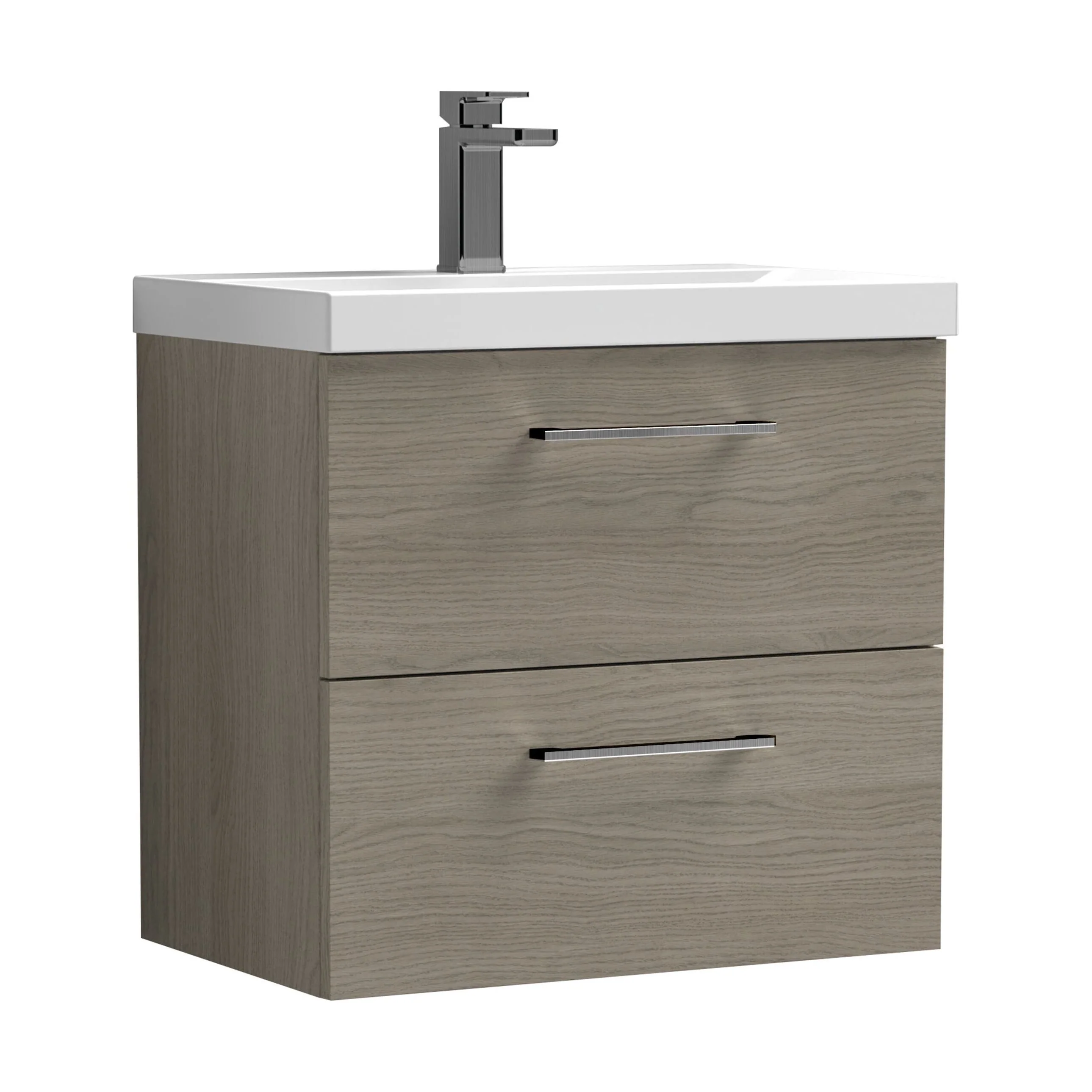 Bramshall Wall Hung 2 Drawer Vanity Unit with Mid-Edge Ceramic Basin - Choice of Colour, Handle Finish and Size - Image 127