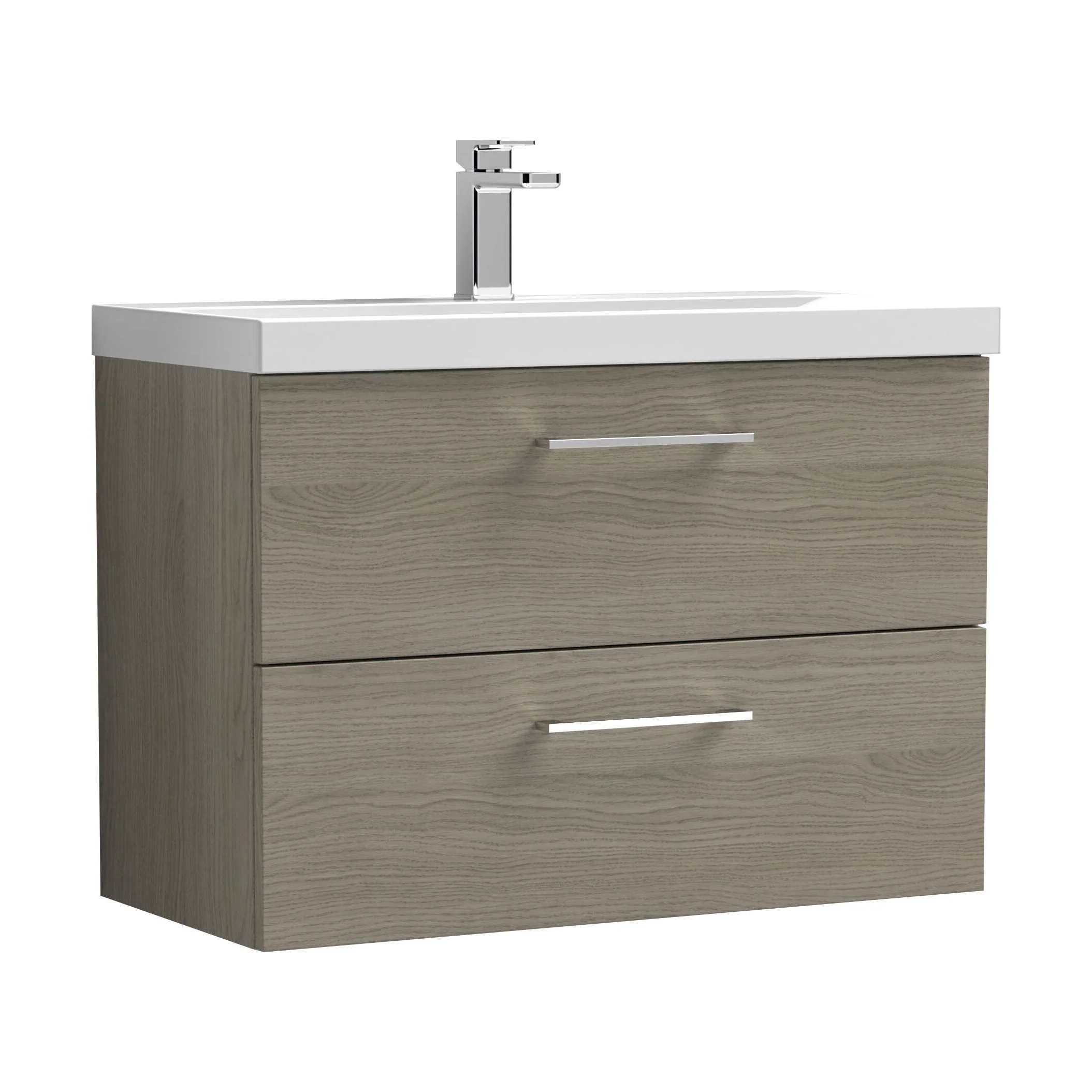Bramshall Wall Hung 2 Drawer Vanity Unit with Mid-Edge Ceramic Basin - Choice of Colour, Handle Finish and Size - Image 128