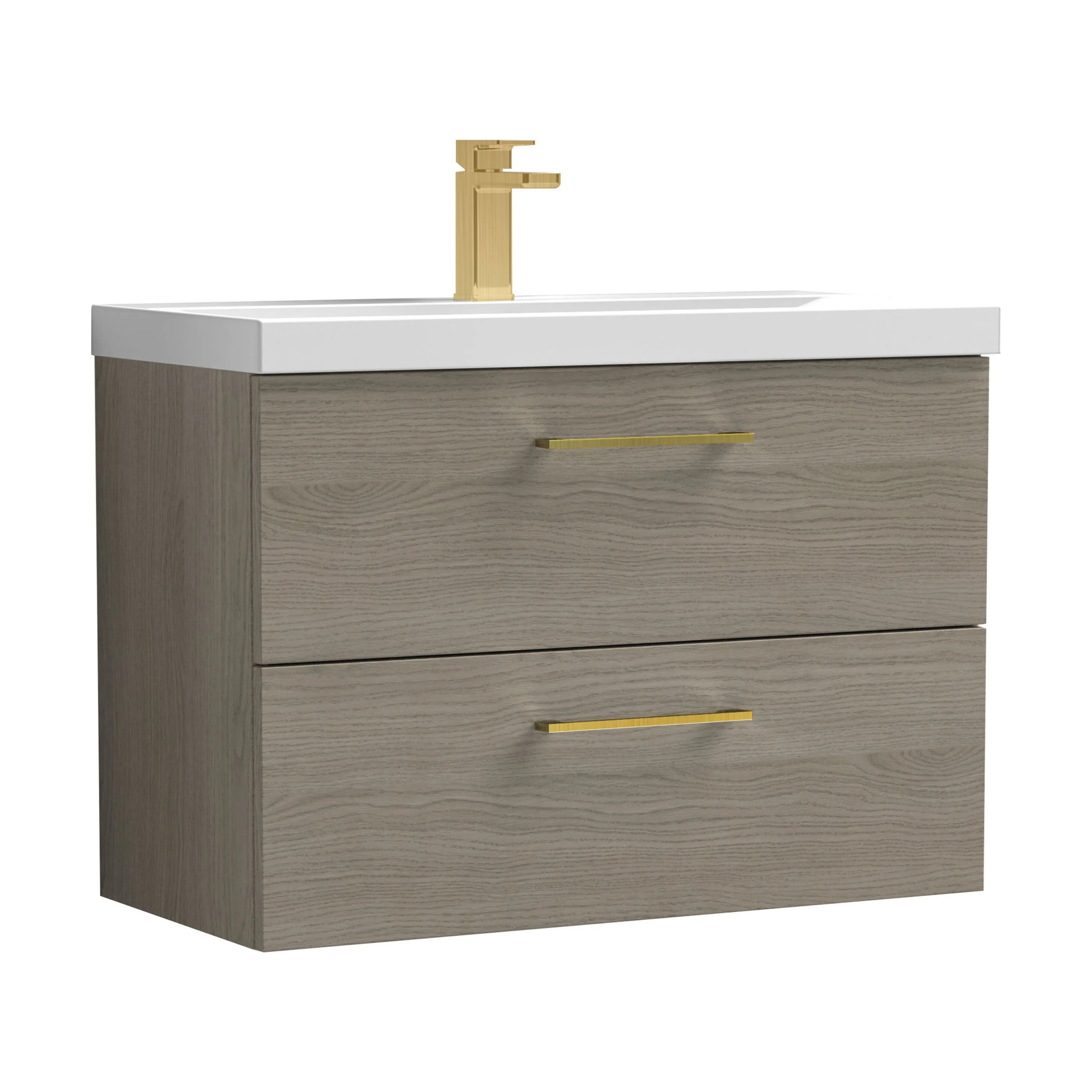 Bramshall Wall Hung 2 Drawer Vanity Unit with Mid-Edge Ceramic Basin - Choice of Colour, Handle Finish and Size - Image 129