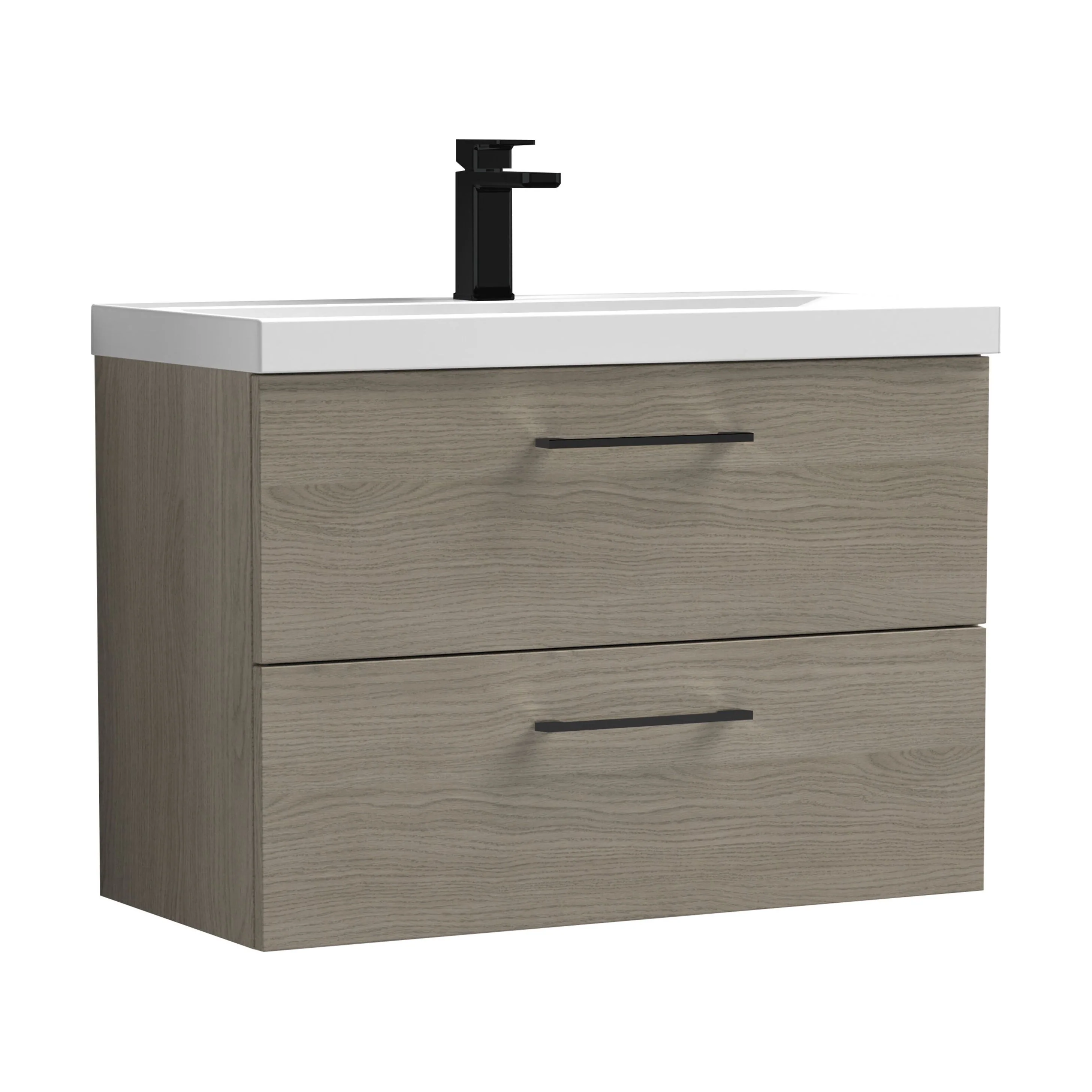 Bramshall Wall Hung 2 Drawer Vanity Unit with Mid-Edge Ceramic Basin - Choice of Colour, Handle Finish and Size - Image 130