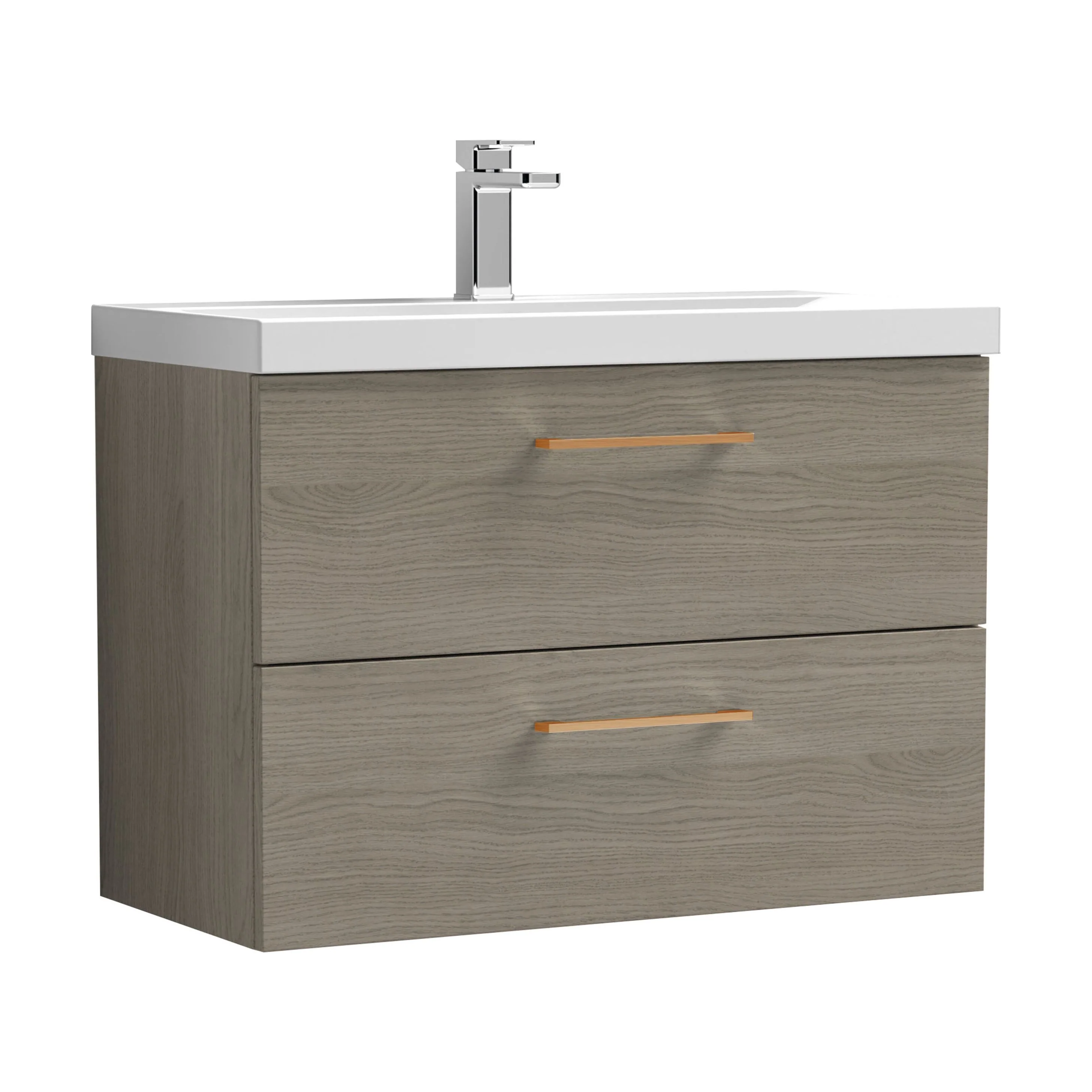 Bramshall Wall Hung 2 Drawer Vanity Unit with Mid-Edge Ceramic Basin - Choice of Colour, Handle Finish and Size - Image 131