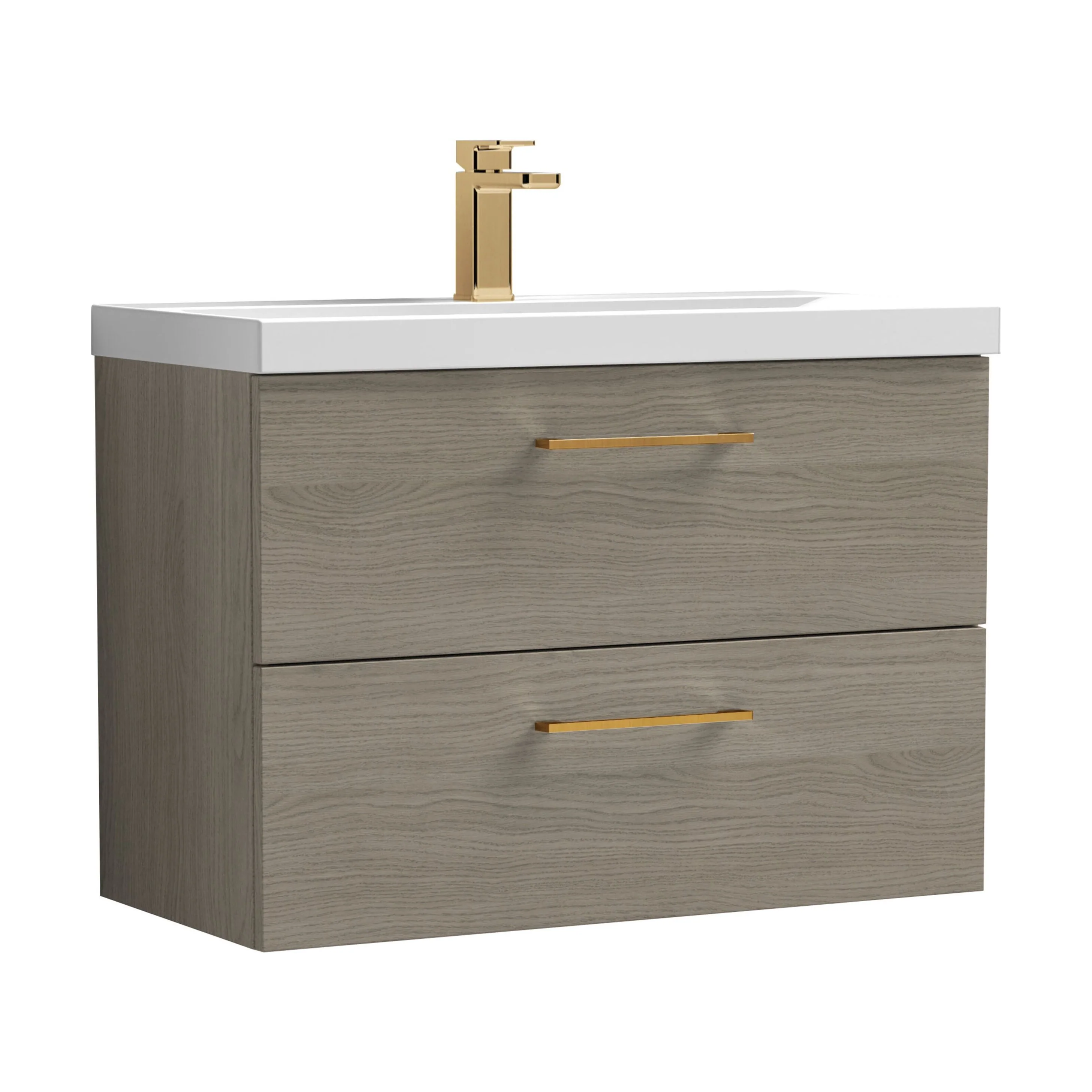 Bramshall Wall Hung 2 Drawer Vanity Unit with Mid-Edge Ceramic Basin - Choice of Colour, Handle Finish and Size - Image 132