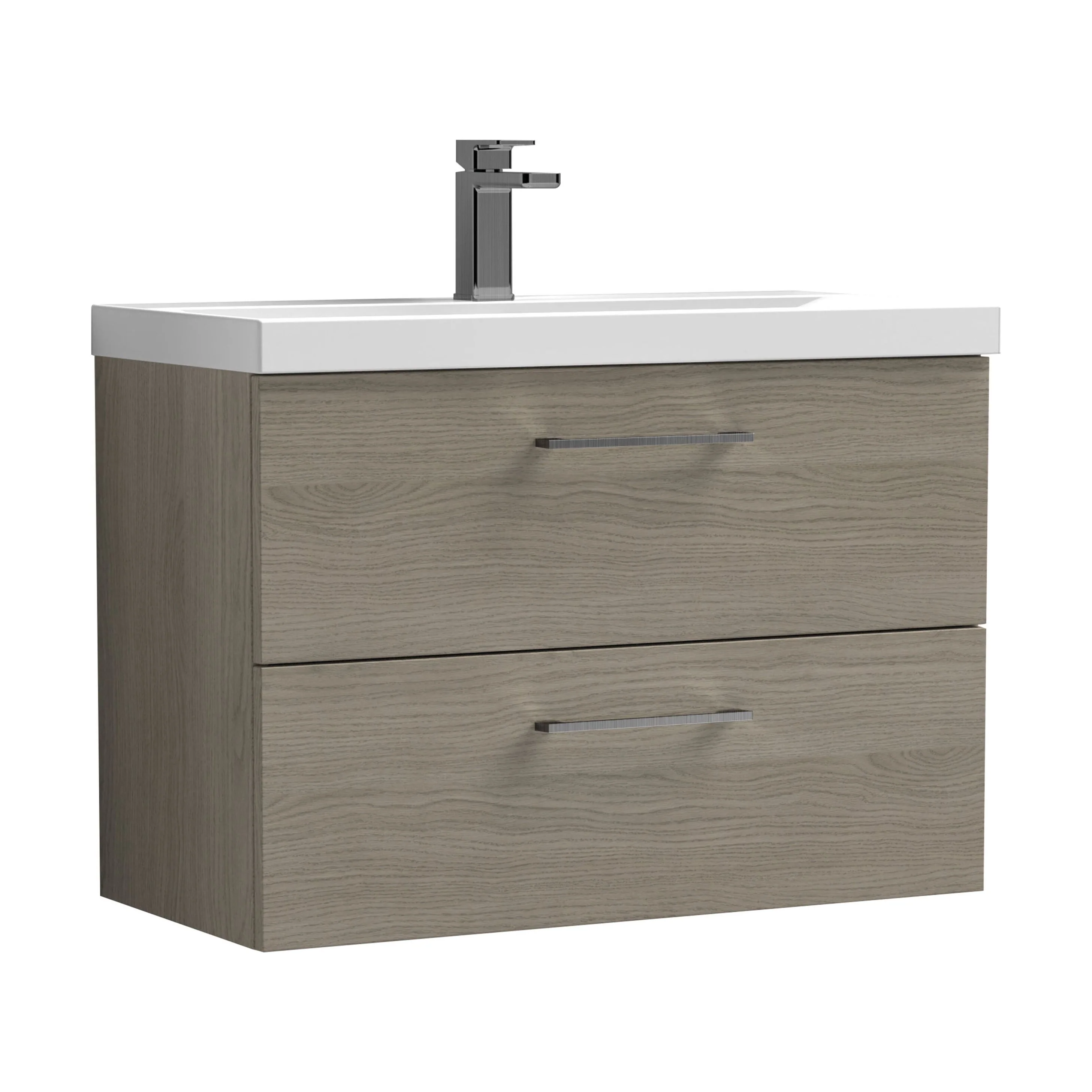 Bramshall Wall Hung 2 Drawer Vanity Unit with Mid-Edge Ceramic Basin - Choice of Colour, Handle Finish and Size - Image 133