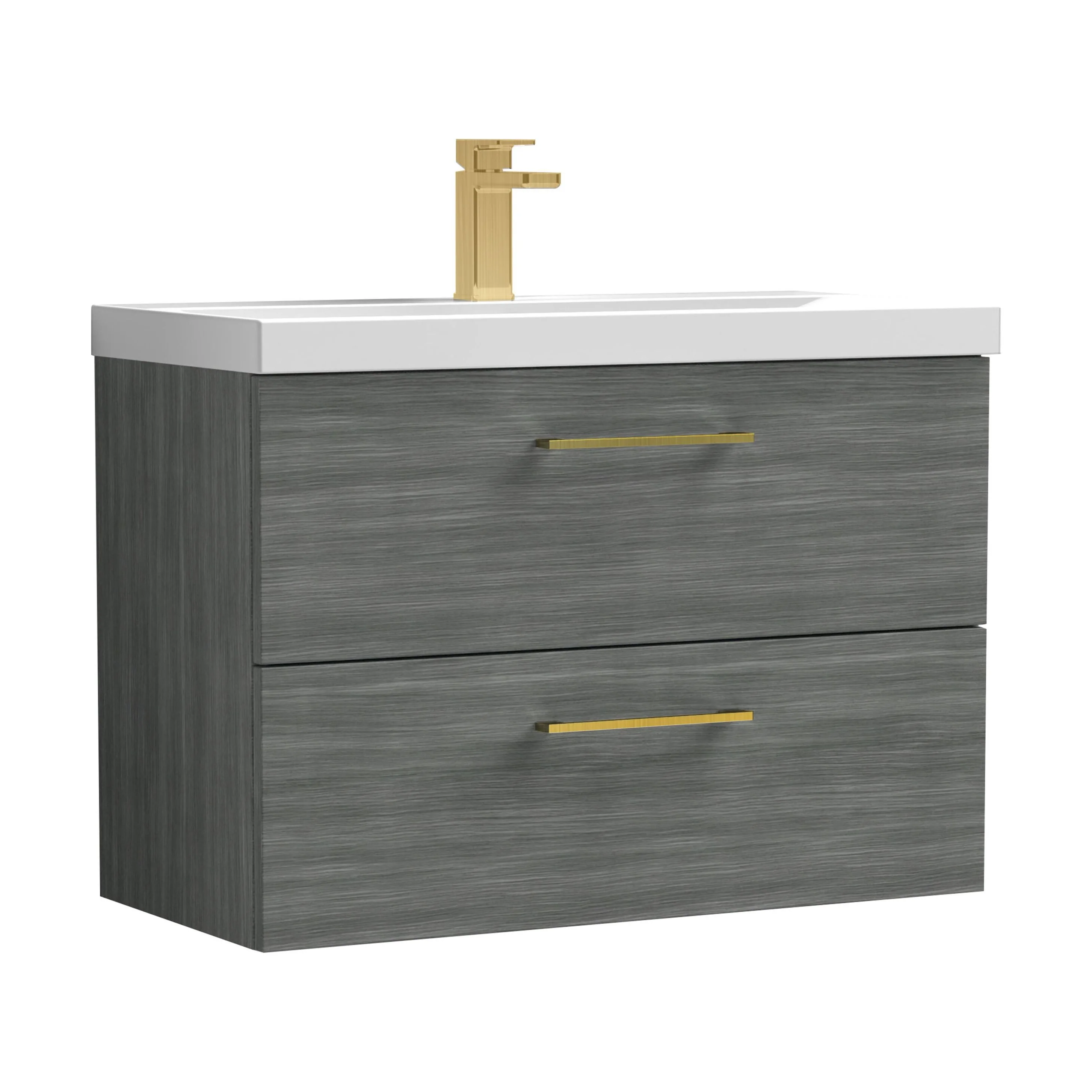 Bramshall Wall Hung 2 Drawer Vanity Unit with Mid-Edge Ceramic Basin - Choice of Colour, Handle Finish and Size - Image 141