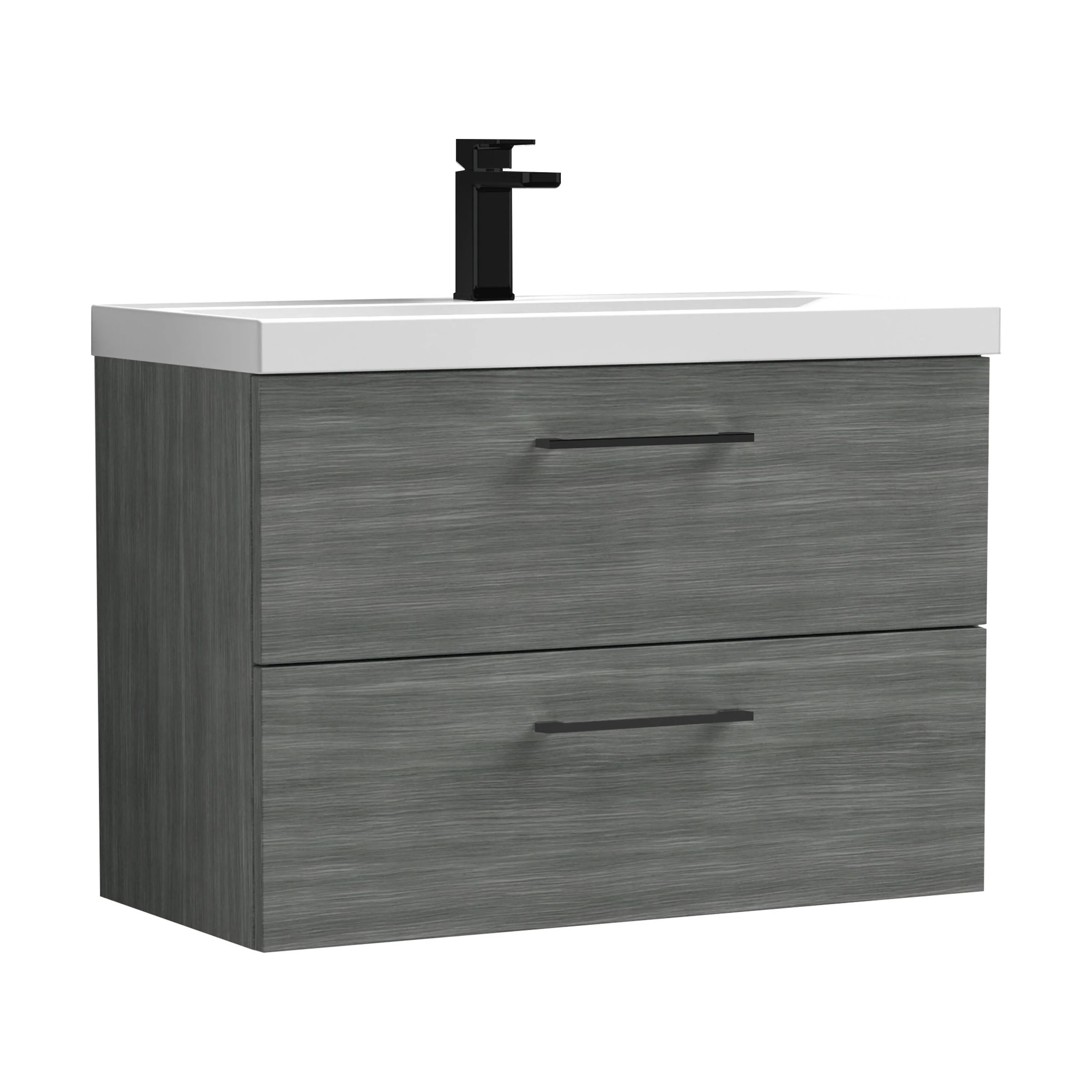 Bramshall Wall Hung 2 Drawer Vanity Unit with Mid-Edge Ceramic Basin - Choice of Colour, Handle Finish and Size - Image 142