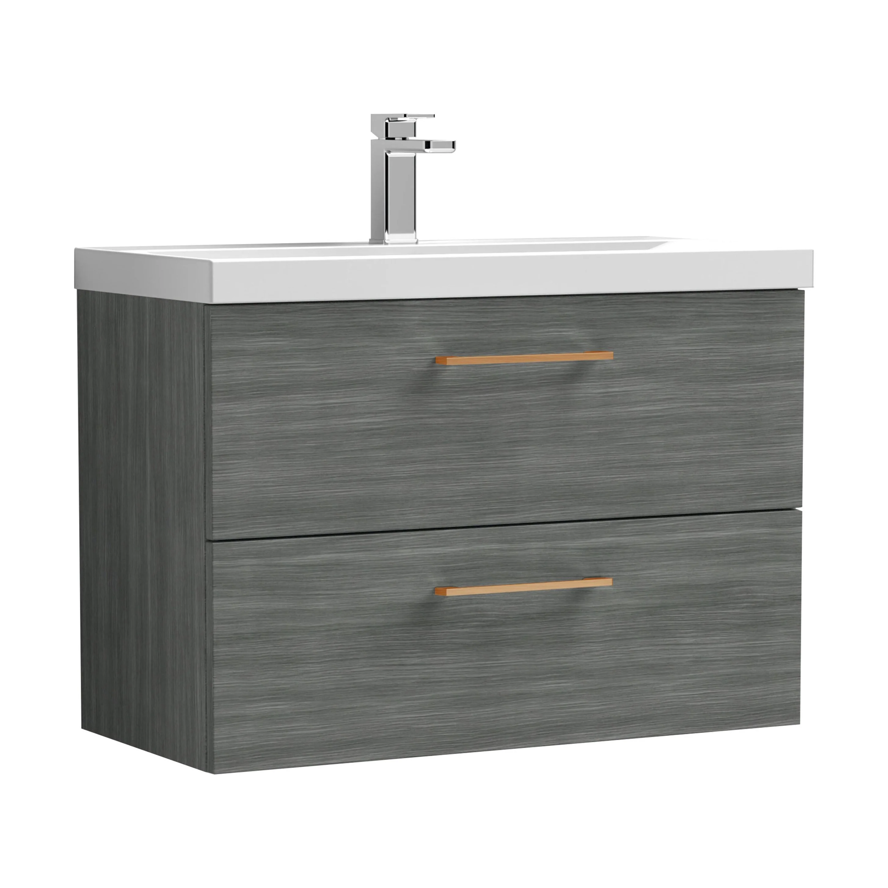 Bramshall Wall Hung 2 Drawer Vanity Unit with Mid-Edge Ceramic Basin - Choice of Colour, Handle Finish and Size - Image 143