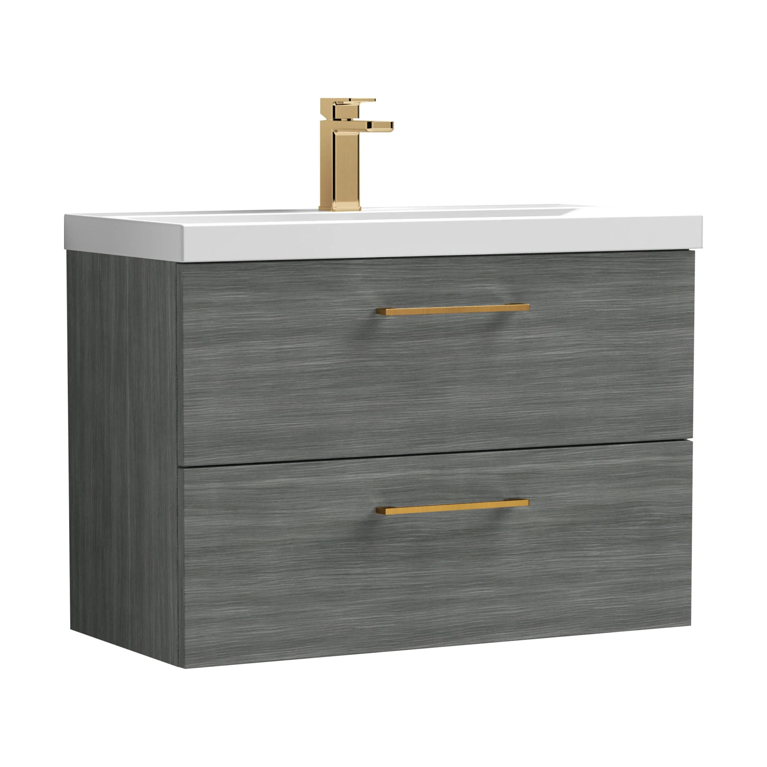 Bramshall Wall Hung 2 Drawer Vanity Unit with Mid-Edge Ceramic Basin - Choice of Colour, Handle Finish and Size - Image 144