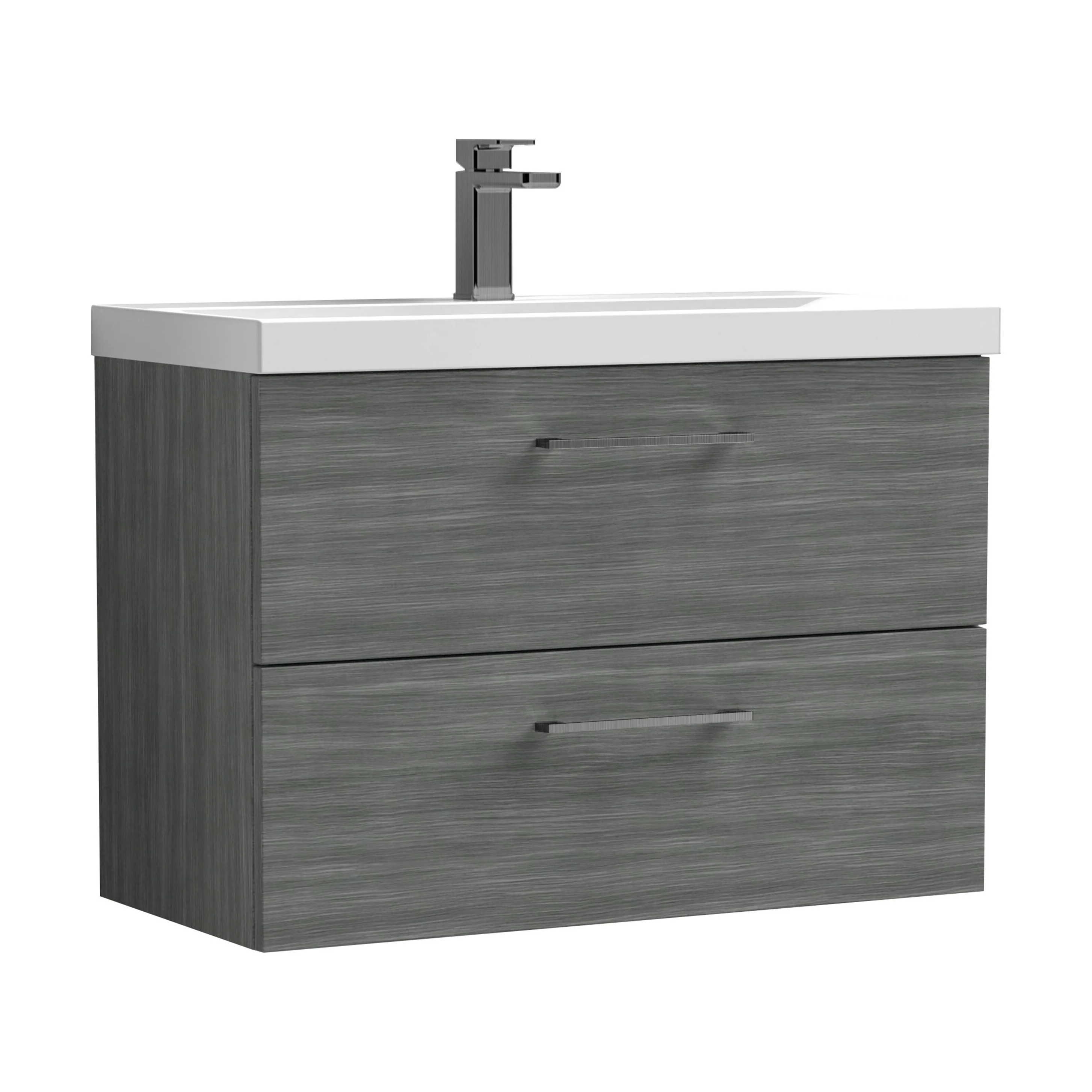 Bramshall Wall Hung 2 Drawer Vanity Unit with Mid-Edge Ceramic Basin - Choice of Colour, Handle Finish and Size - Image 145