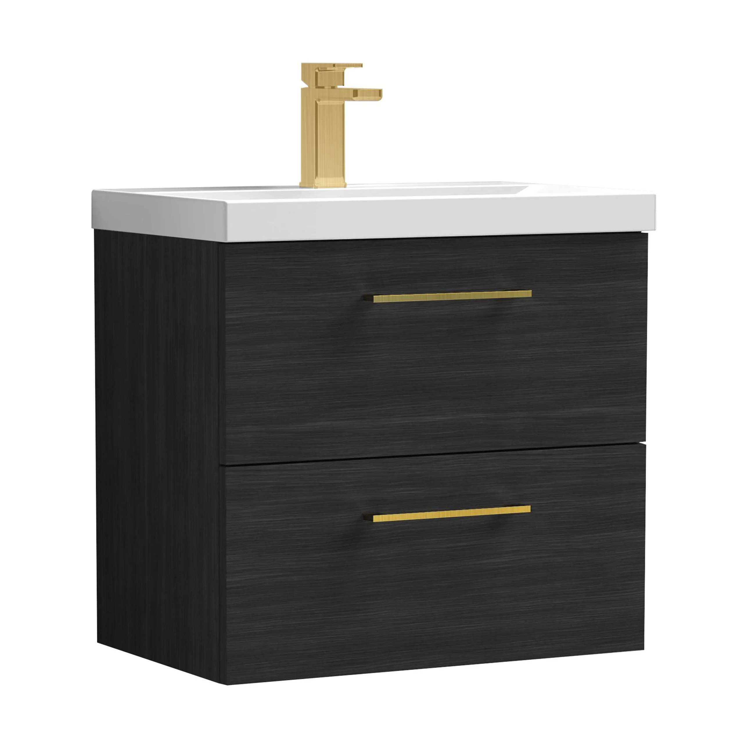 Bramshall Wall Hung 2 Drawer Vanity Unit with Mid-Edge Ceramic Basin - Choice of Colour, Handle Finish and Size - Image 147