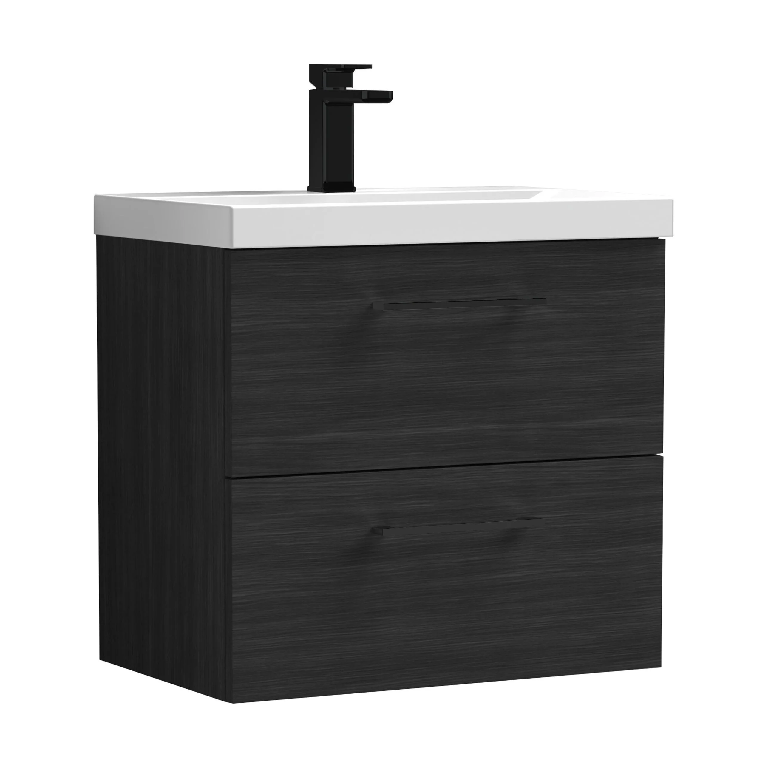 Bramshall Wall Hung 2 Drawer Vanity Unit with Mid-Edge Ceramic Basin - Choice of Colour, Handle Finish and Size - Image 148
