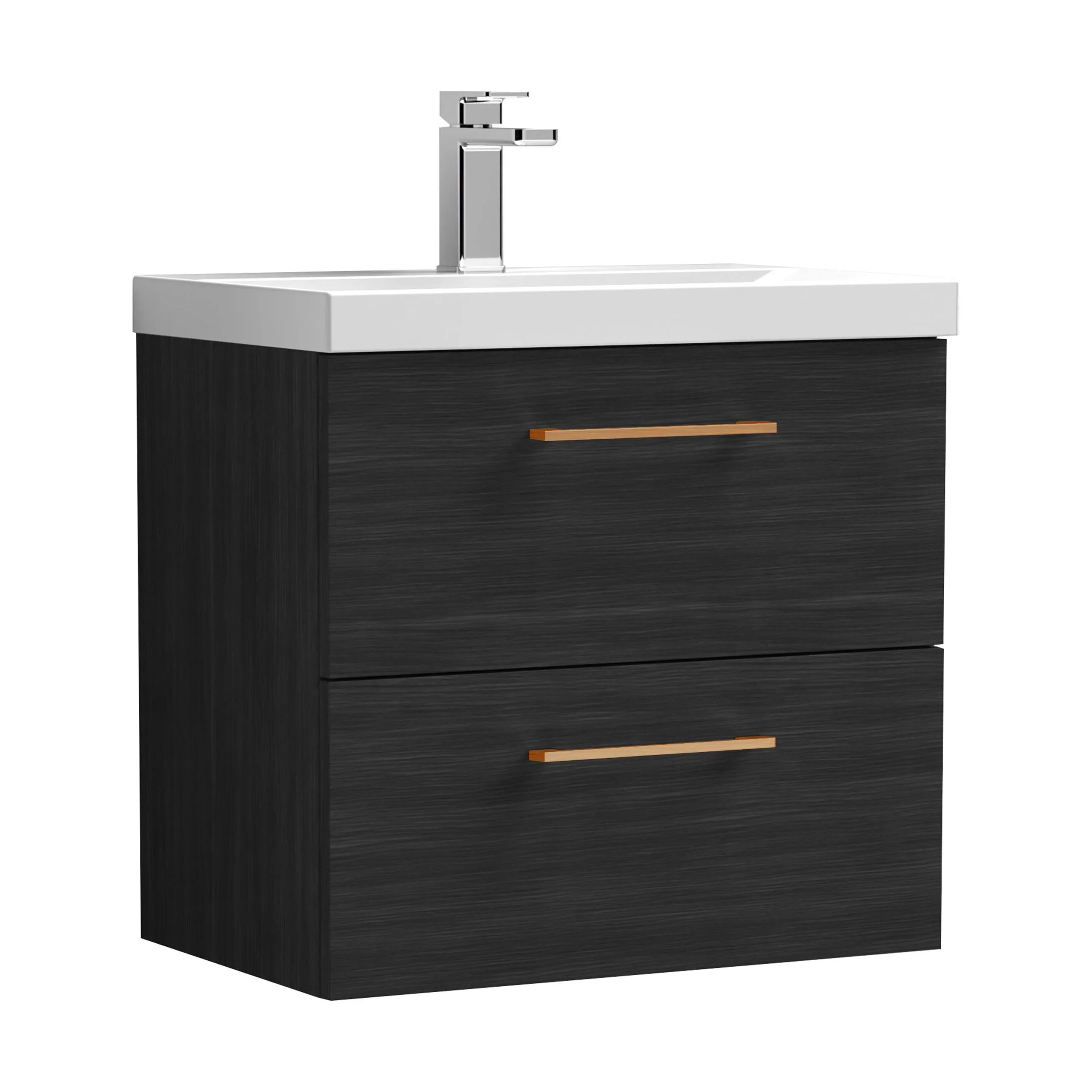 Bramshall Wall Hung 2 Drawer Vanity Unit with Mid-Edge Ceramic Basin - Choice of Colour, Handle Finish and Size - Image 149