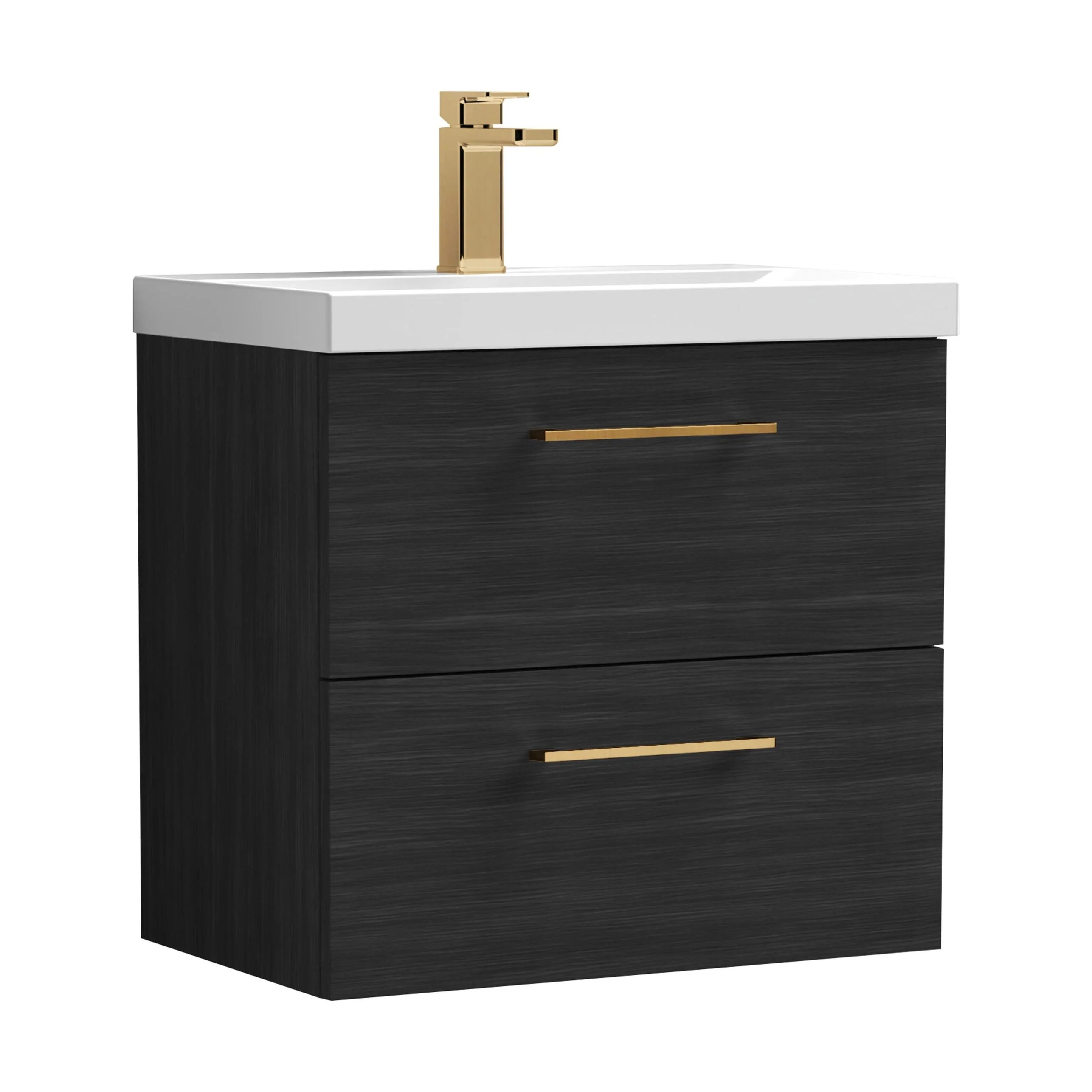 Bramshall Wall Hung 2 Drawer Vanity Unit with Mid-Edge Ceramic Basin - Choice of Colour, Handle Finish and Size - Image 150