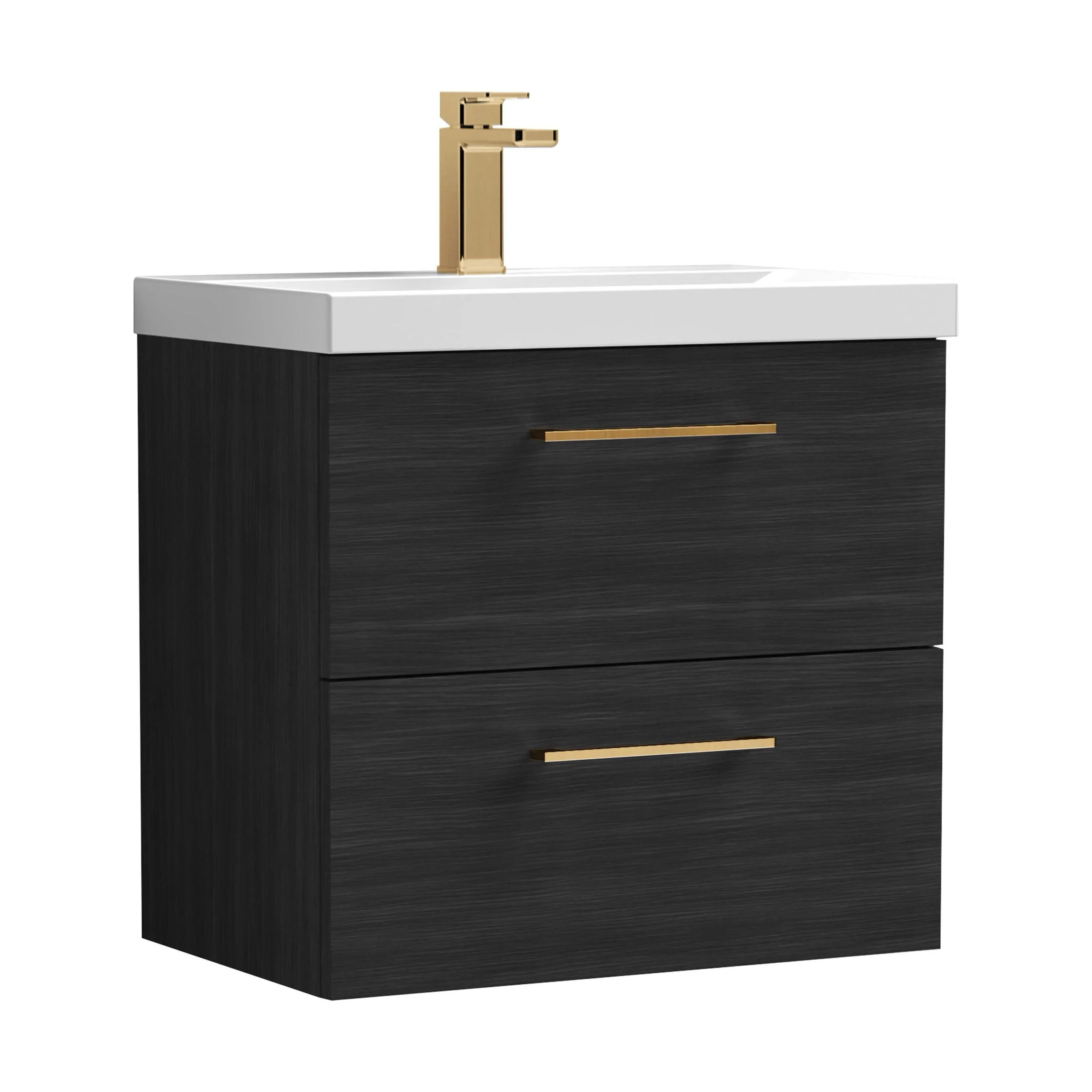 Bramshall Wall Hung 2 Drawer Vanity Unit with Mid-Edge Ceramic Basin - Choice of Colour, Handle Finish and Size - Image 151