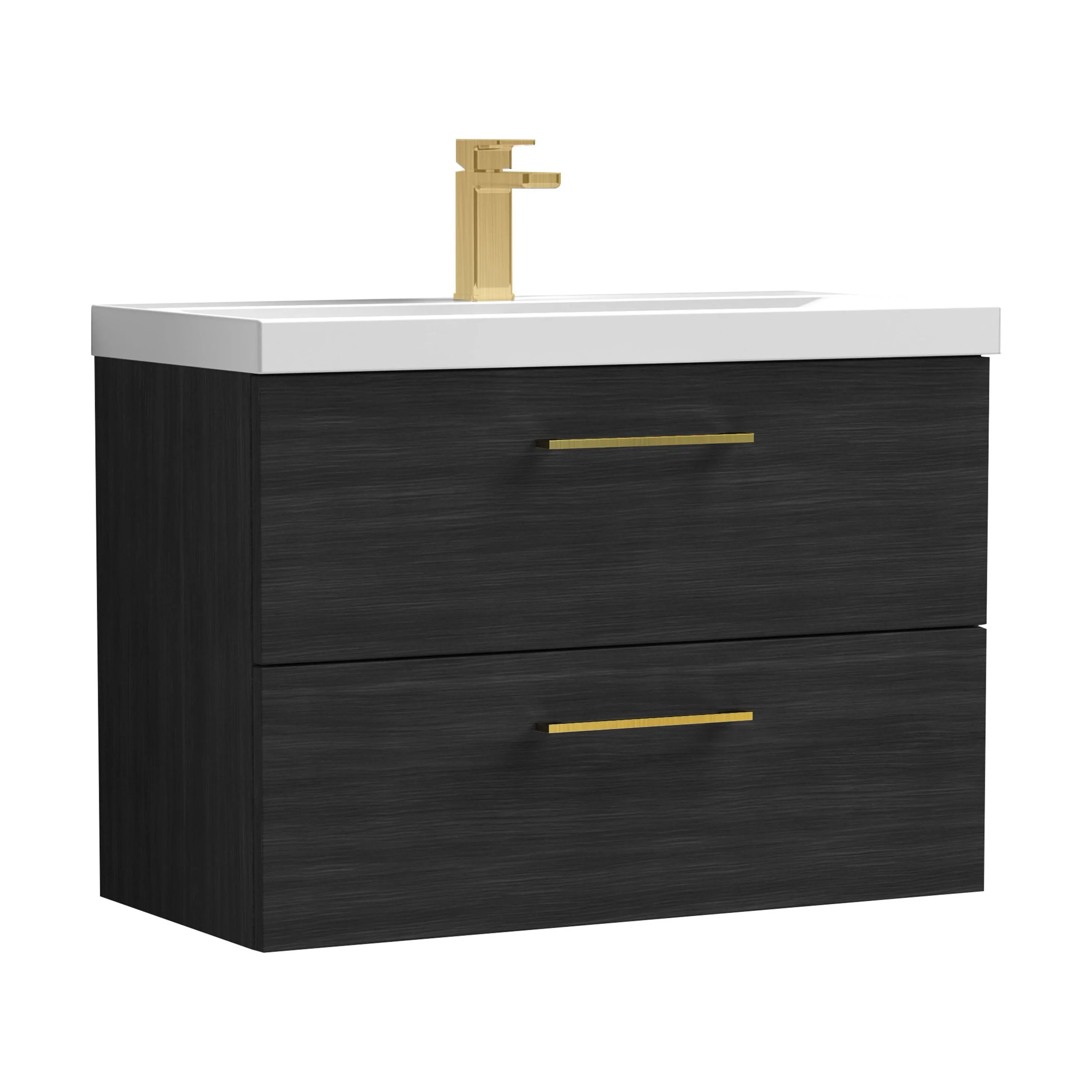 Bramshall Wall Hung 2 Drawer Vanity Unit with Mid-Edge Ceramic Basin - Choice of Colour, Handle Finish and Size - Image 153