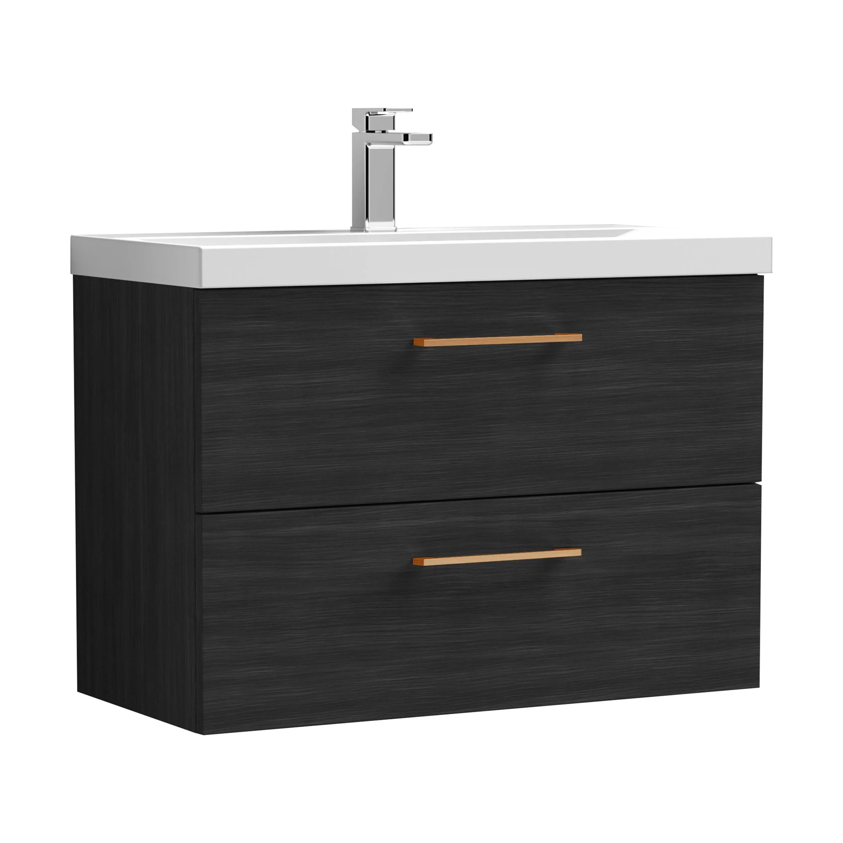 Bramshall Wall Hung 2 Drawer Vanity Unit with Mid-Edge Ceramic Basin - Choice of Colour, Handle Finish and Size - Image 155