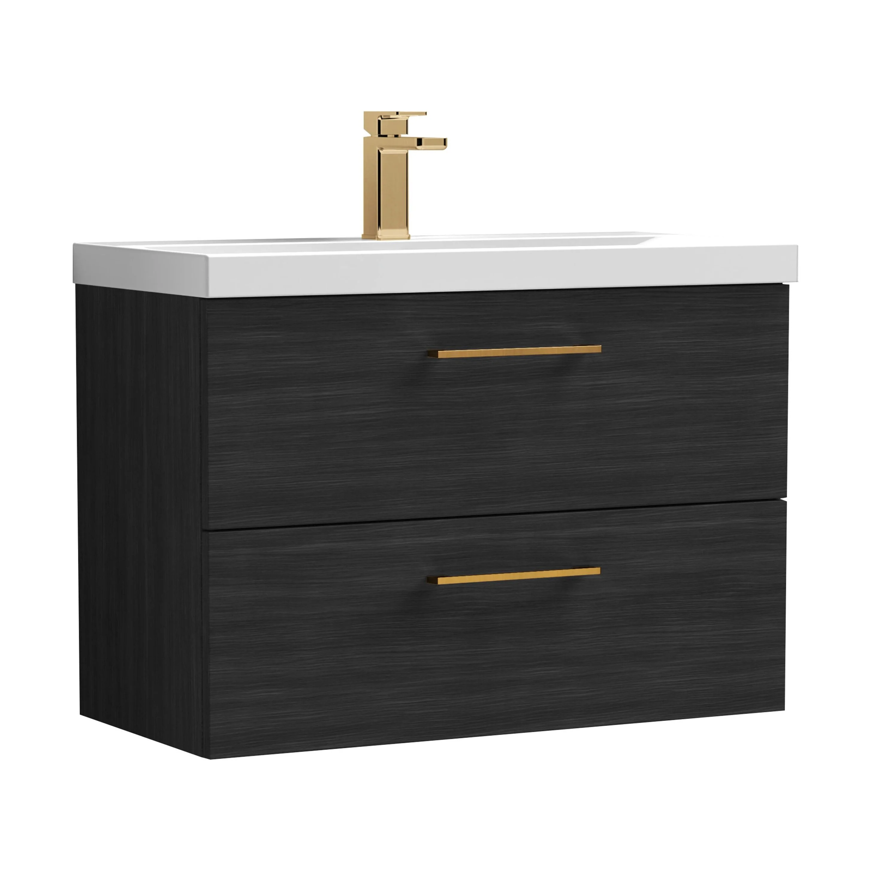 Bramshall Wall Hung 2 Drawer Vanity Unit with Mid-Edge Ceramic Basin - Choice of Colour, Handle Finish and Size - Image 156