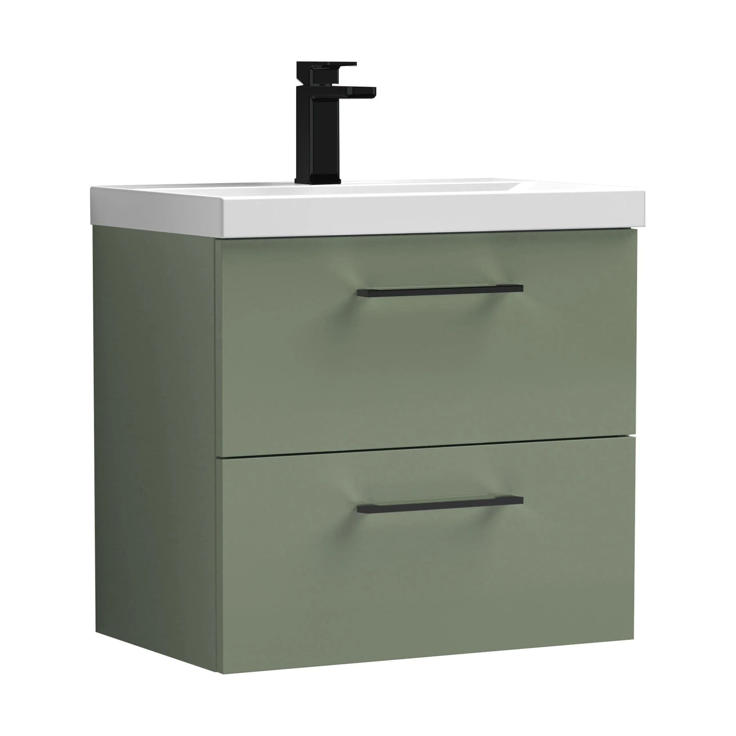 Bramshall Wall Hung 2 Drawer Vanity Unit with Mid-Edge Ceramic Basin - Choice of Colour, Handle Finish and Size - Image 160