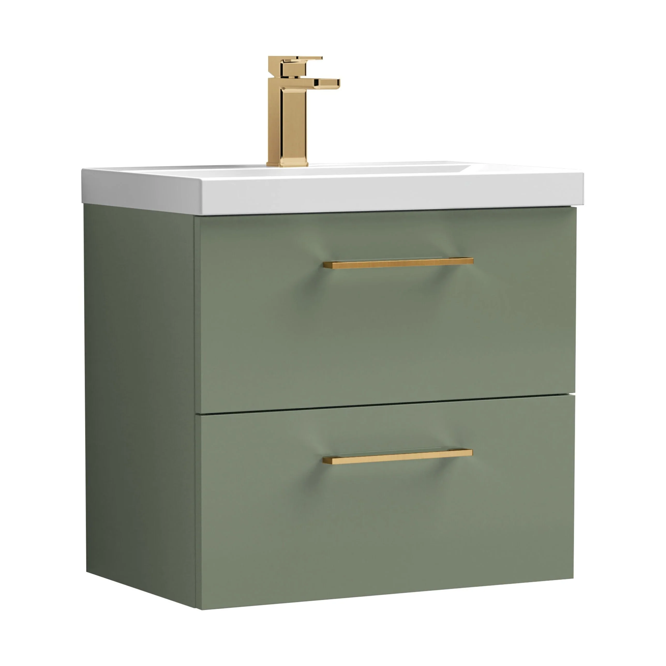 Bramshall Wall Hung 2 Drawer Vanity Unit with Mid-Edge Ceramic Basin - Choice of Colour, Handle Finish and Size - Image 162